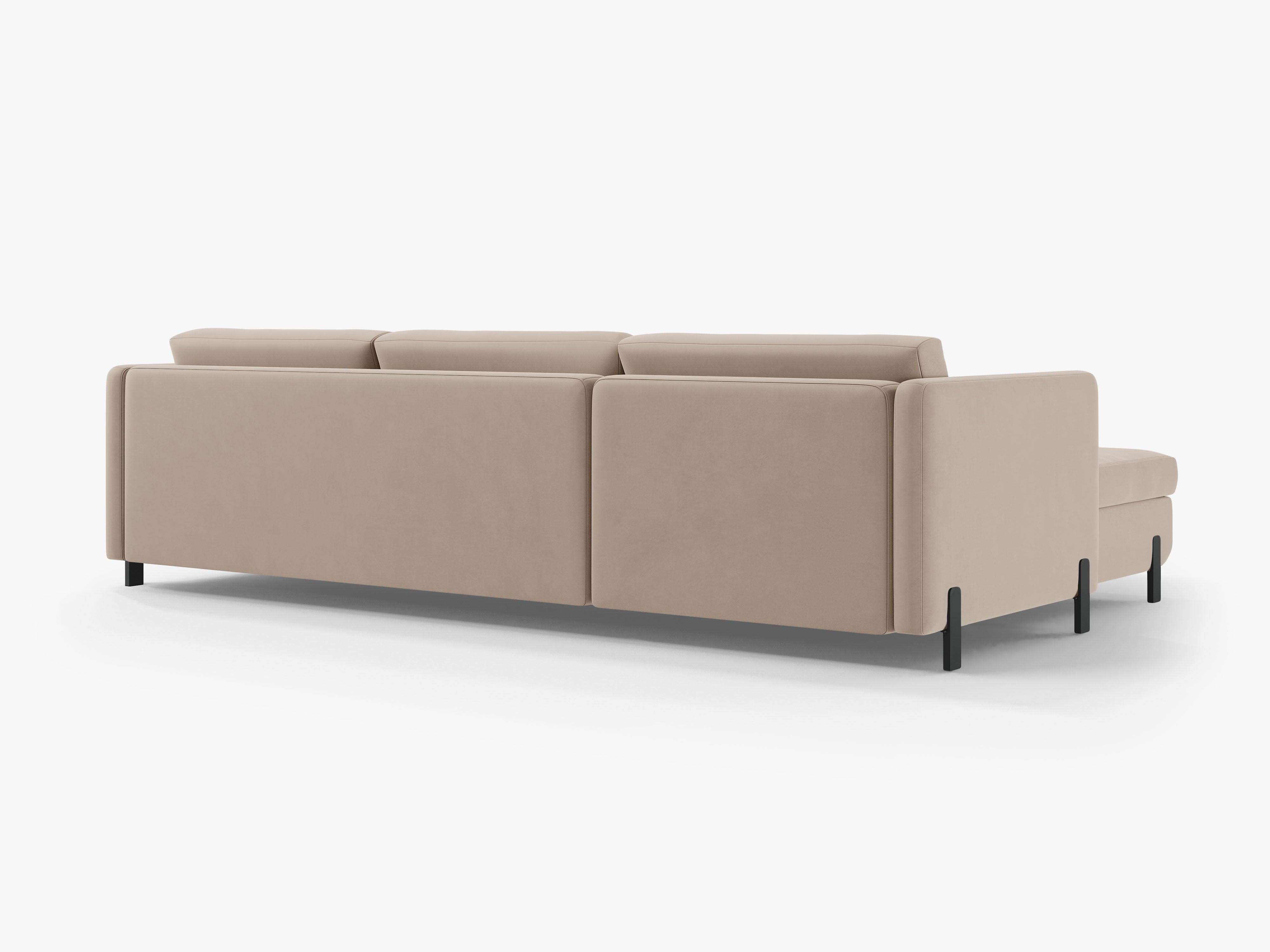 Velvet Right Corner Sofa with Bed Function, "Gloria", 5 Seats, Beige, 280x170x80
Made in Europe