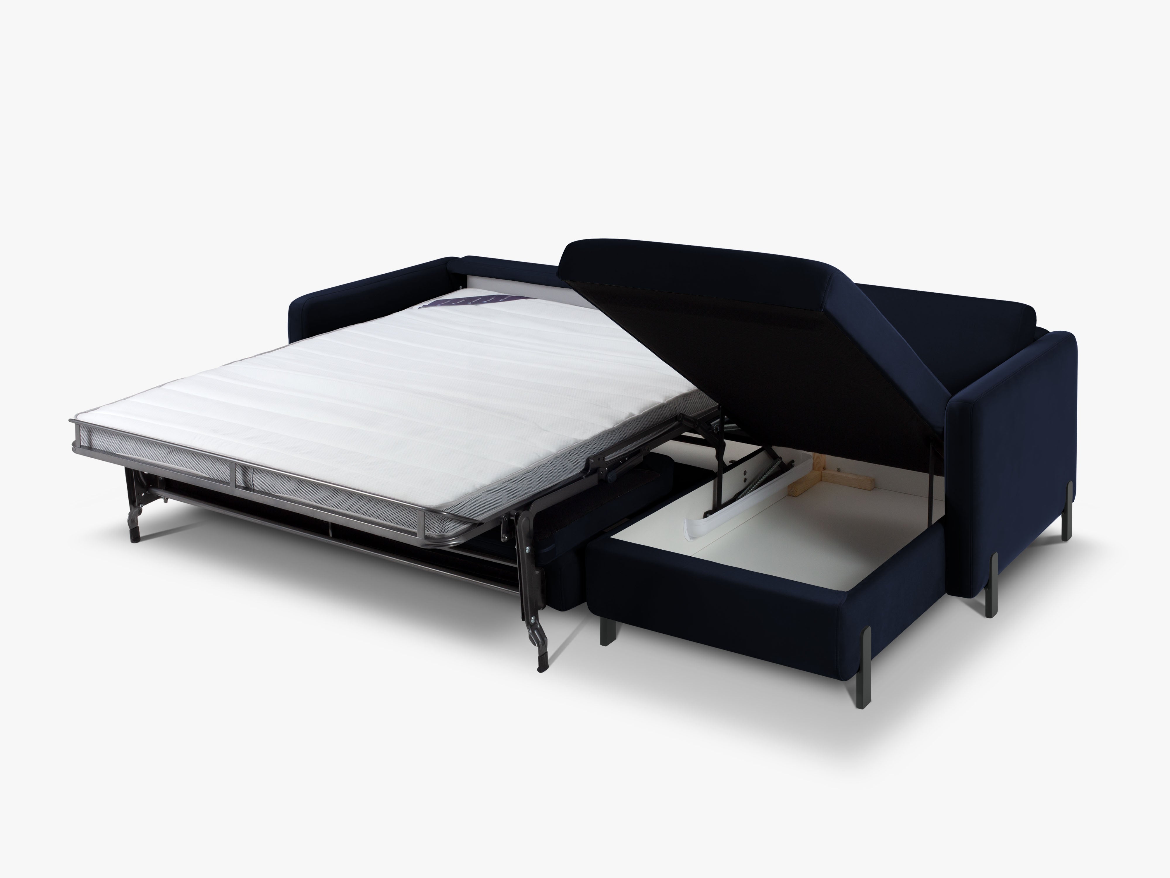 Velvet Right Corner Sofa with Bed Function, "Gloria", 5 Seats, Royal Blue, 280x170x80
Made in Europe