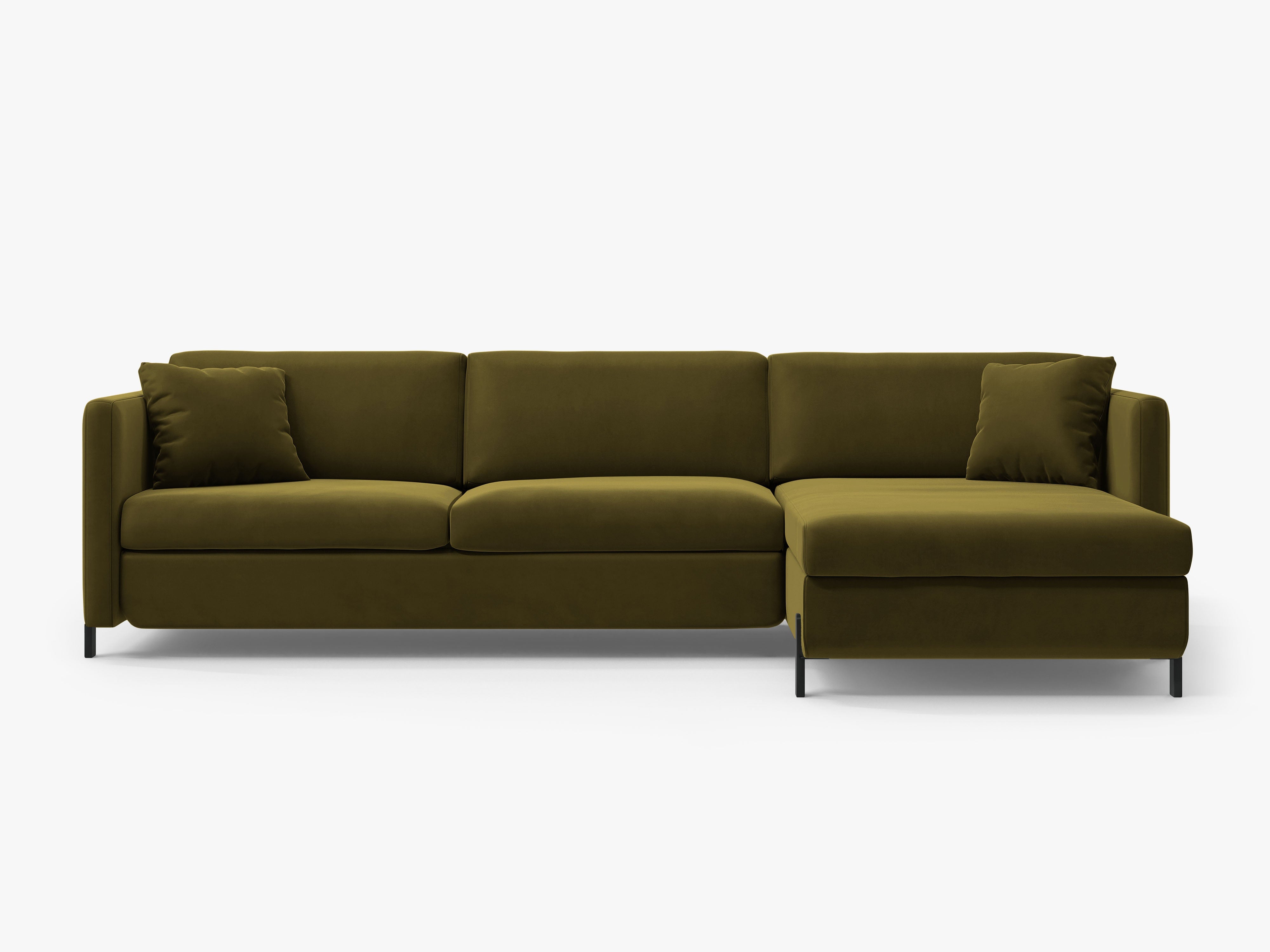 Velvet Right Corner Sofa with Bed Function, "Gloria", 5 Seats, Green, 280x170x80
Made in Europe