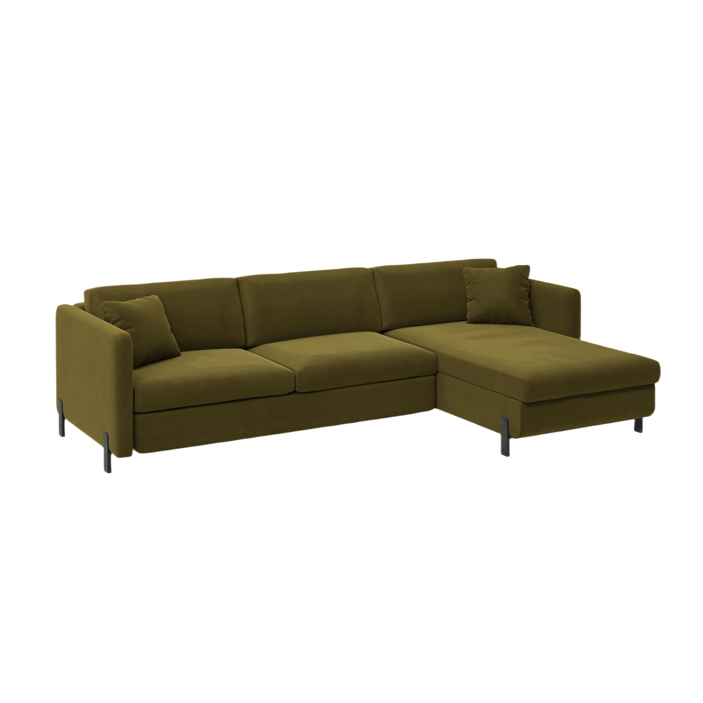 Velvet Right Corner Sofa with Bed Function, "Gloria", 5 Seats, Green, 280x170x80
Made in Europe