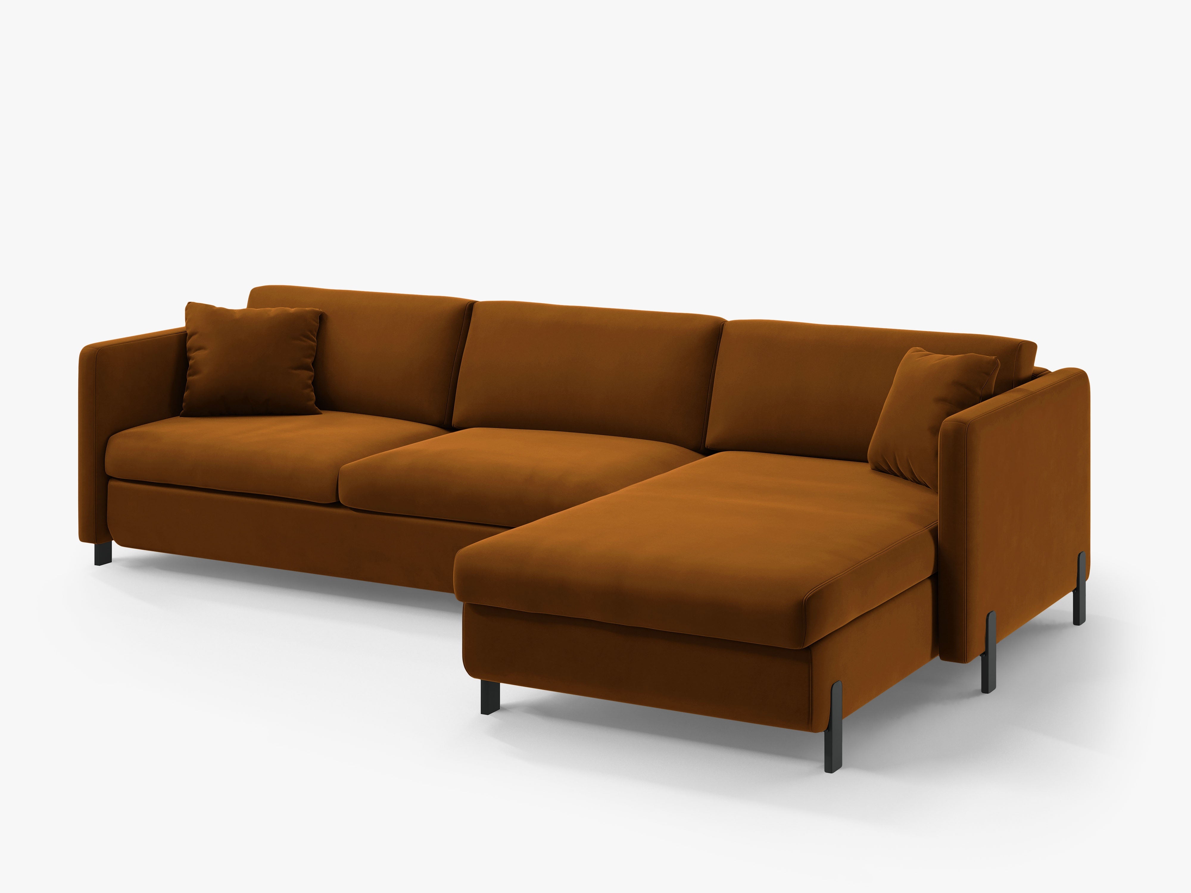 Velvet Right Corner Sofa with Bed Function, "Gloria", 5 Seats, Brown, 280x170x80
Made in Europe