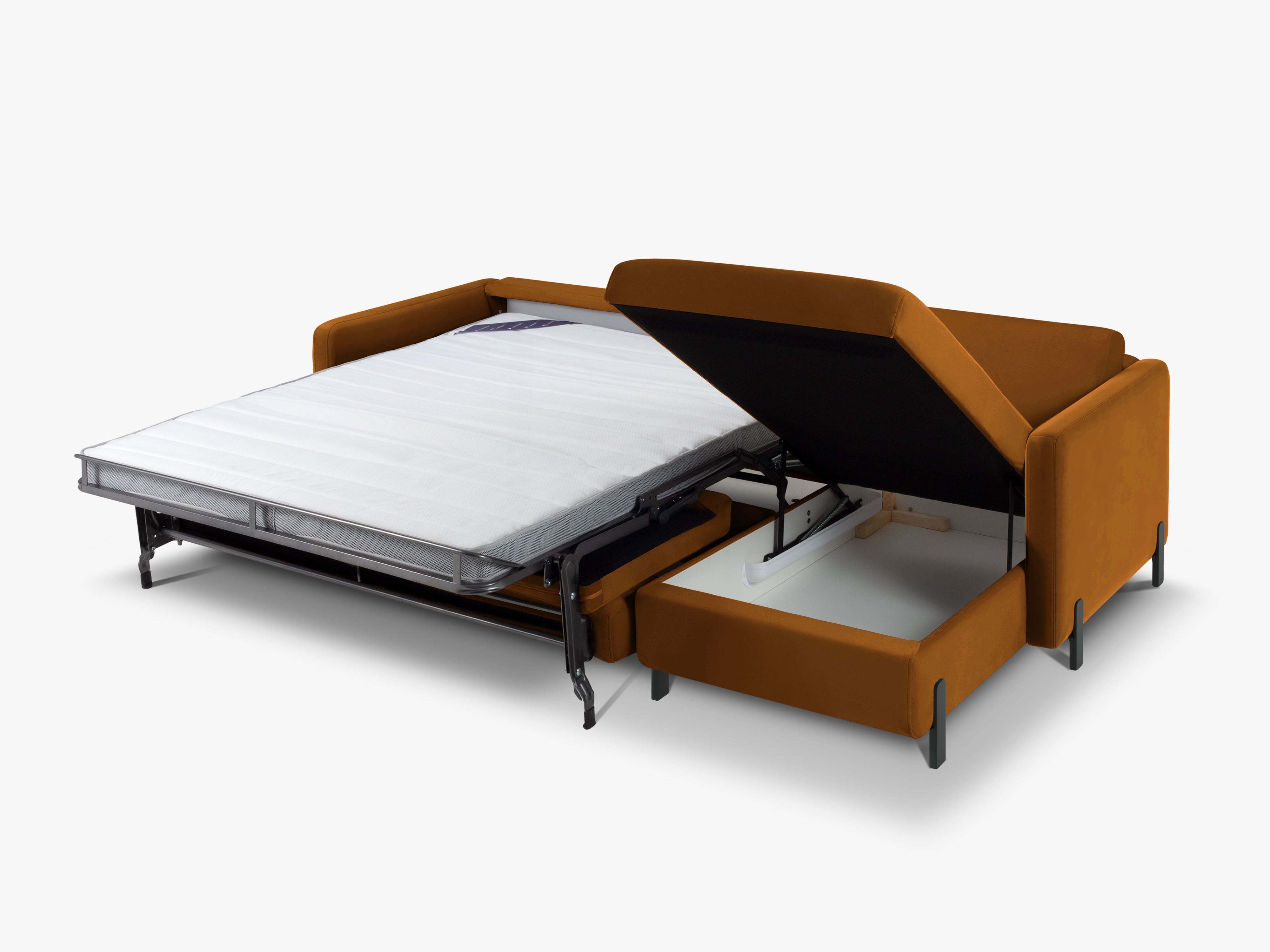 Velvet Right Corner Sofa with Bed Function, "Gloria", 5 Seats, Brown, 280x170x80
Made in Europe