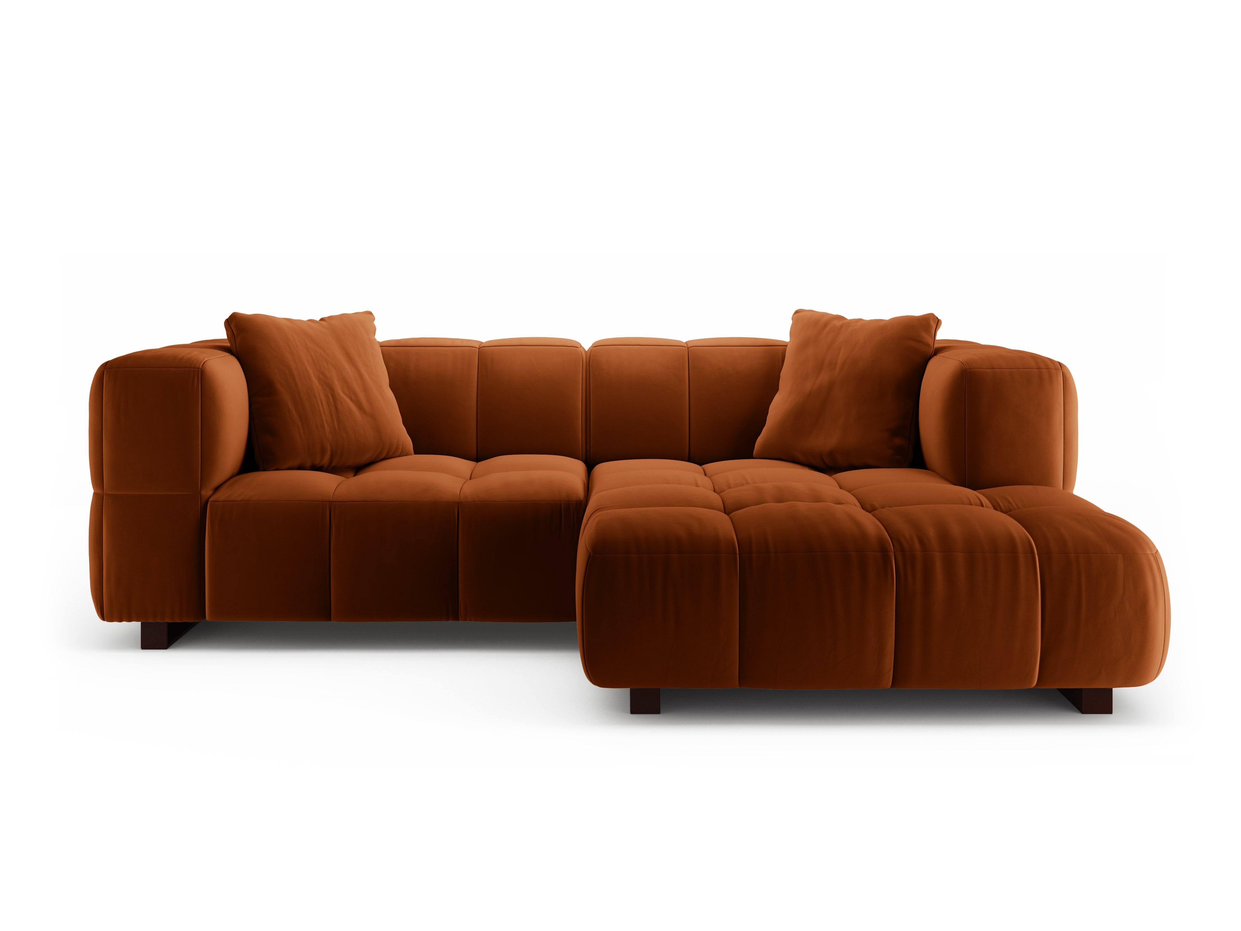 Samt-Ecksofa rechts mit Schlaffunktion PUMA terrakotta
