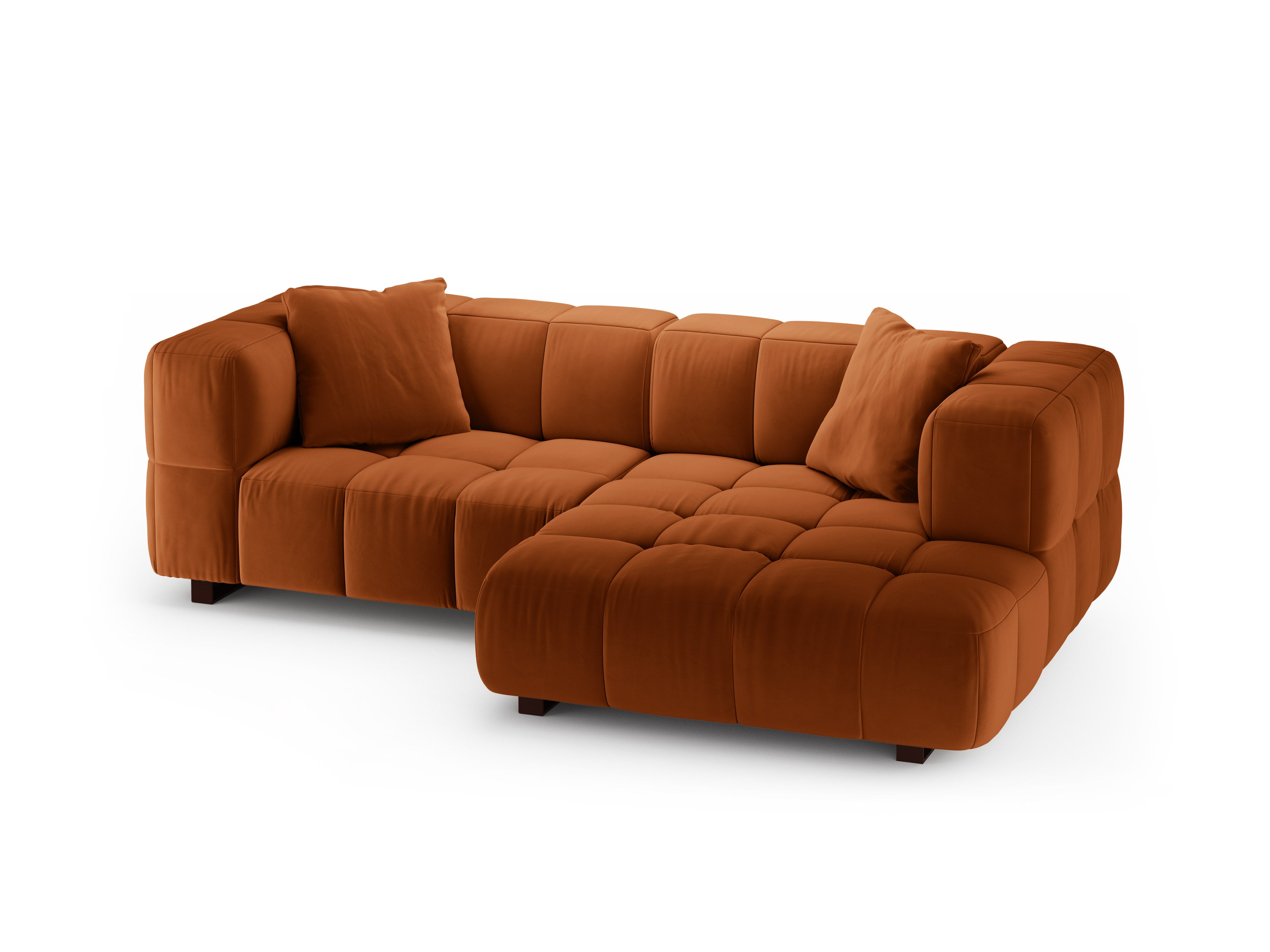 Samt-Ecksofa rechts mit Schlaffunktion PUMA terrakotta