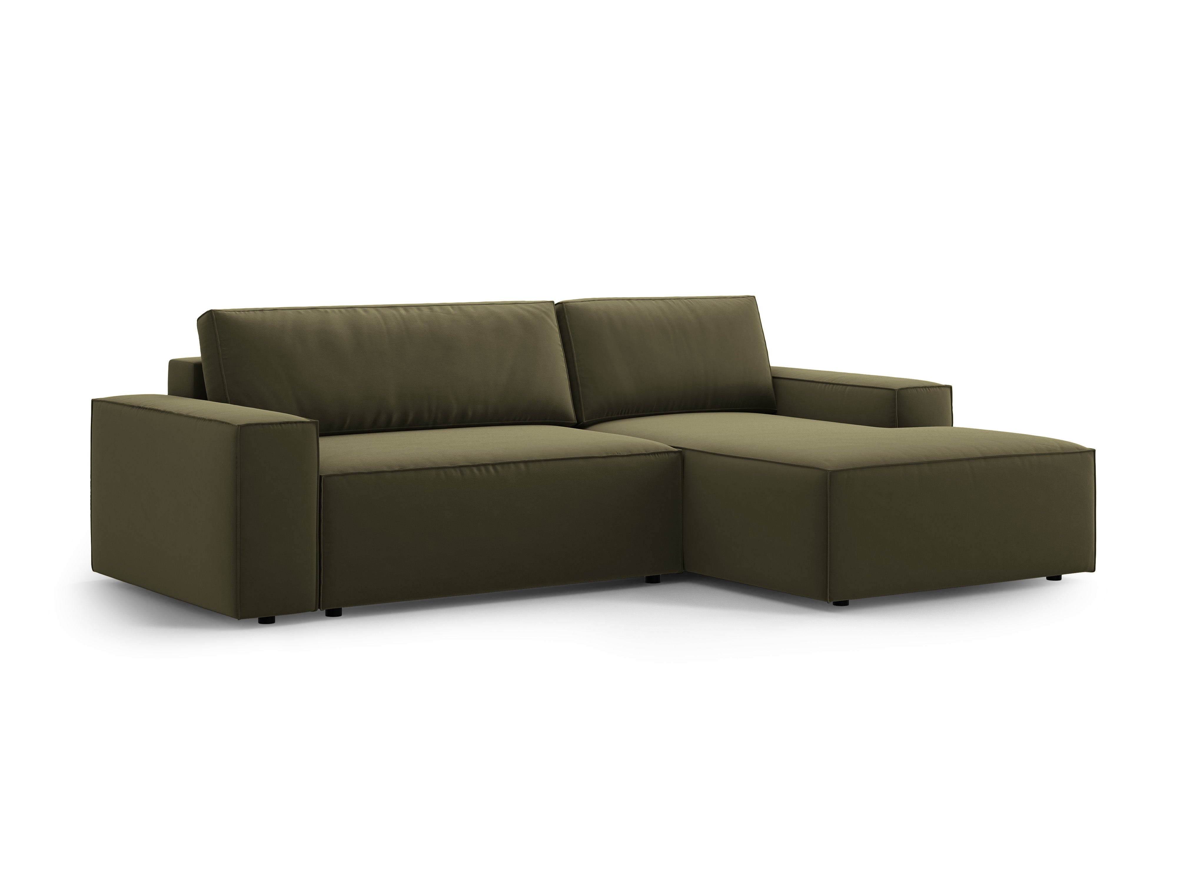 Right-facing velvet corner sofa bed JODIE green