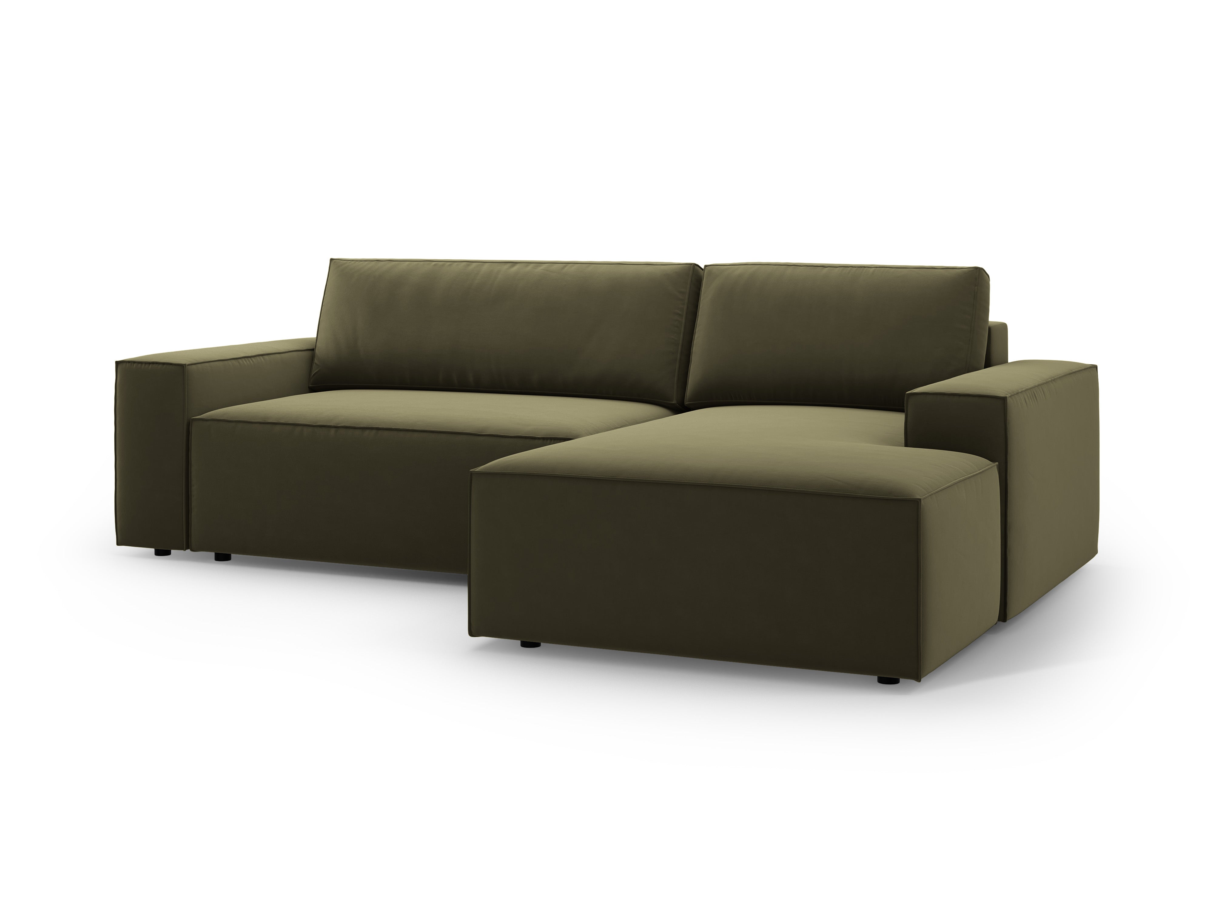 Right-facing velvet corner sofa bed JODIE green