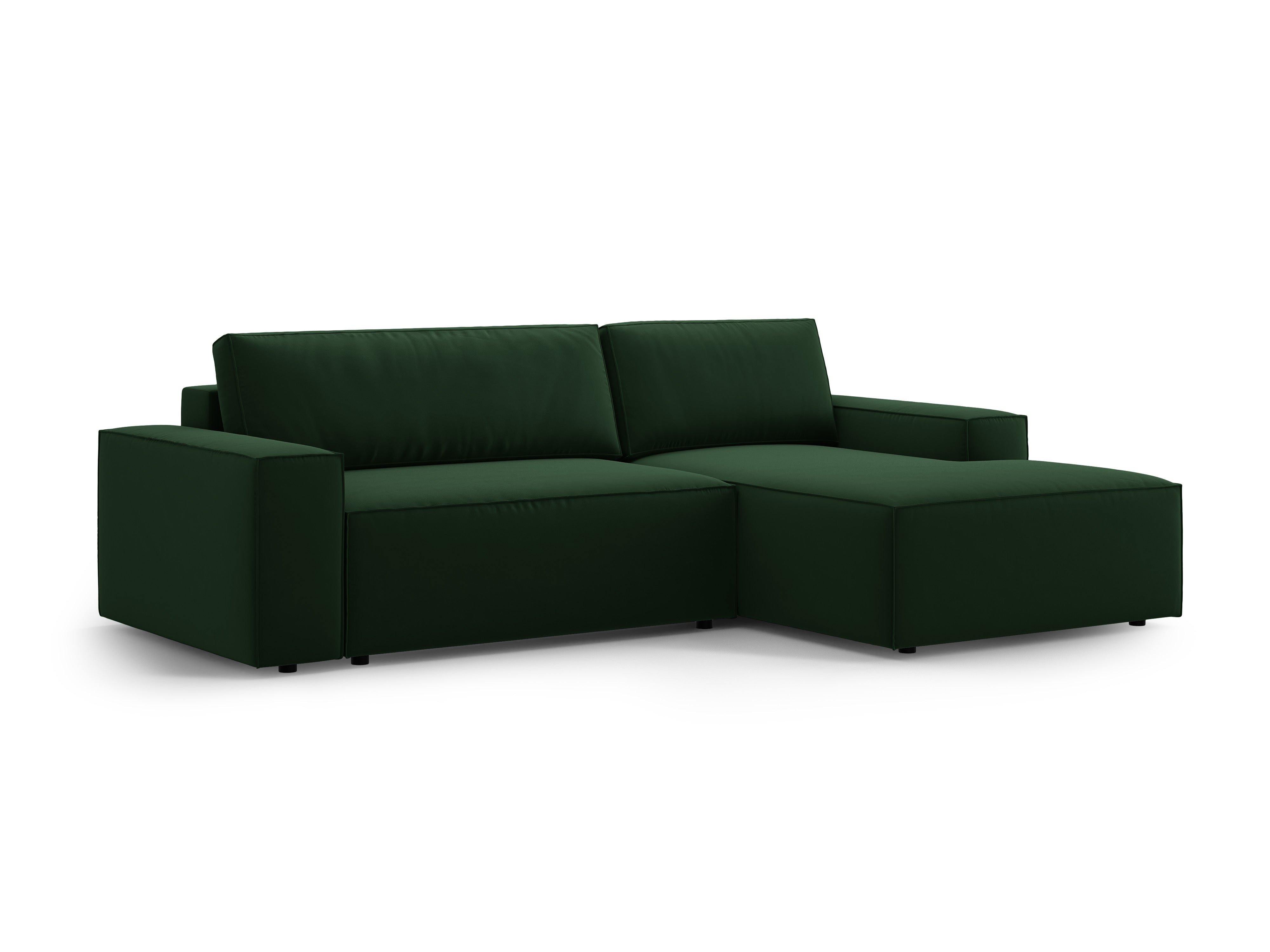 Samt-Ecksofa rechts mit Schlaffunktion JODIE in Flaschengrün