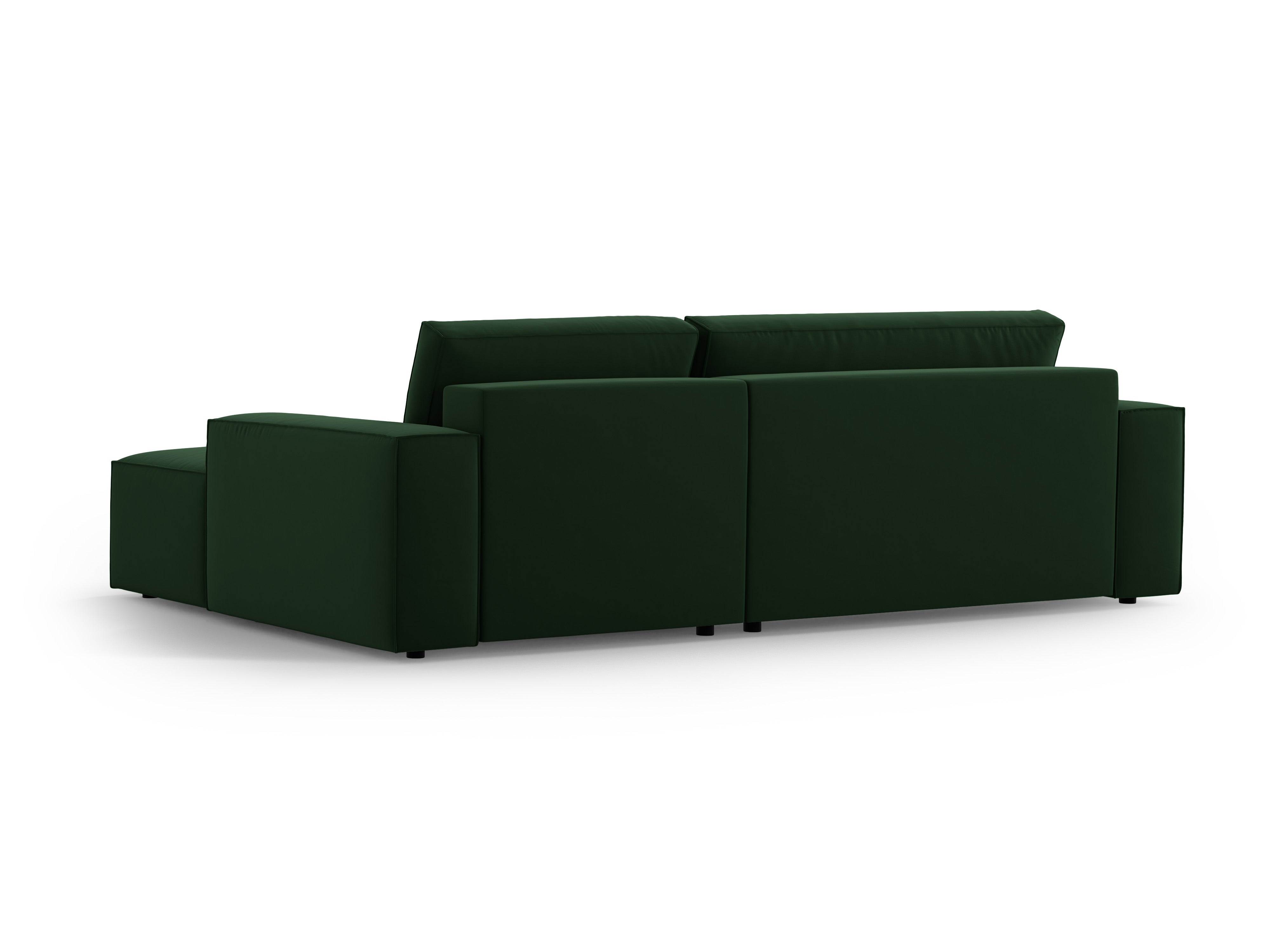 Samt-Ecksofa rechts mit Schlaffunktion JODIE in Flaschengrün