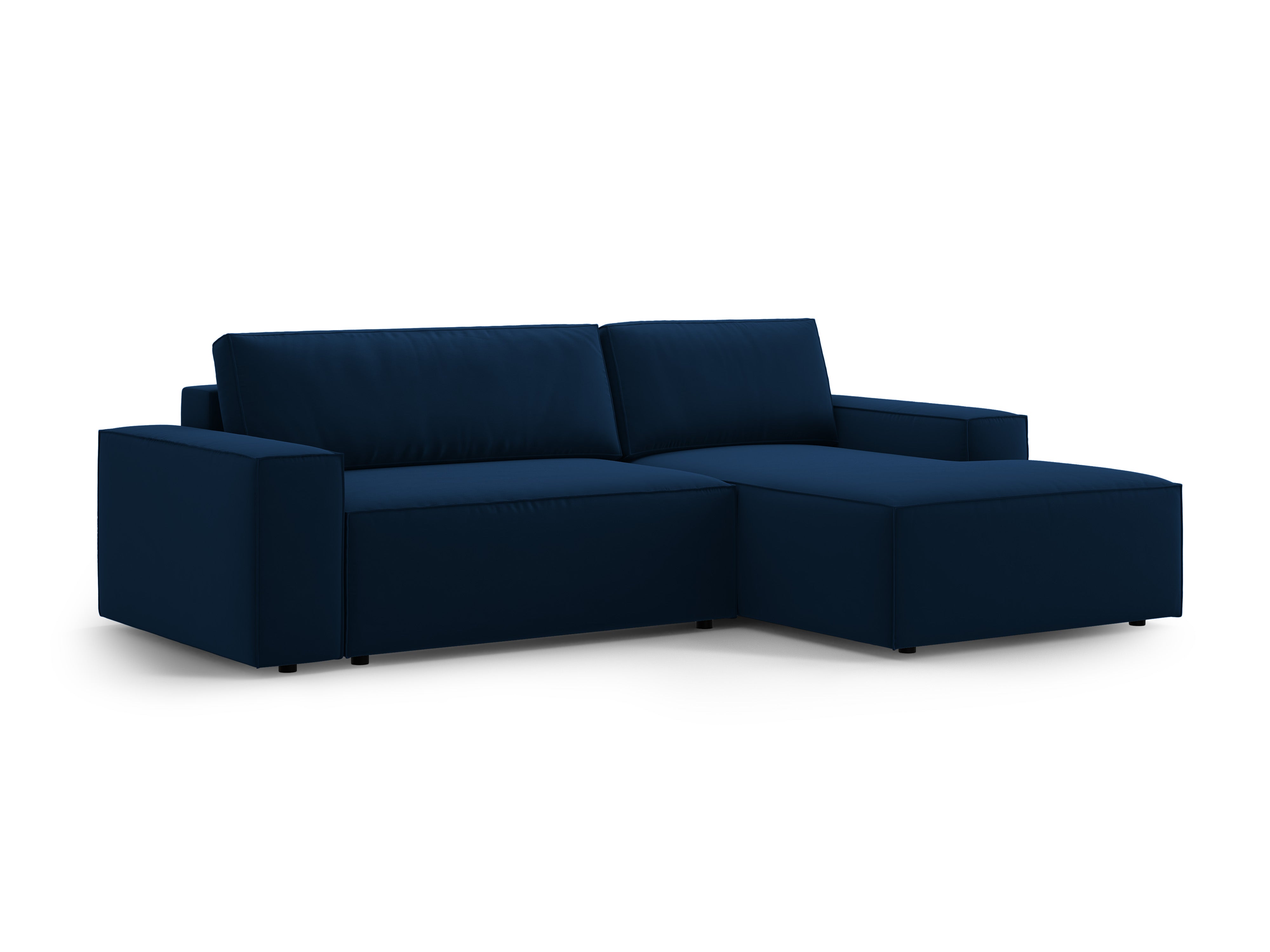 Samt-Ecksofa rechts mit Schlaffunktion JODIE königsblau