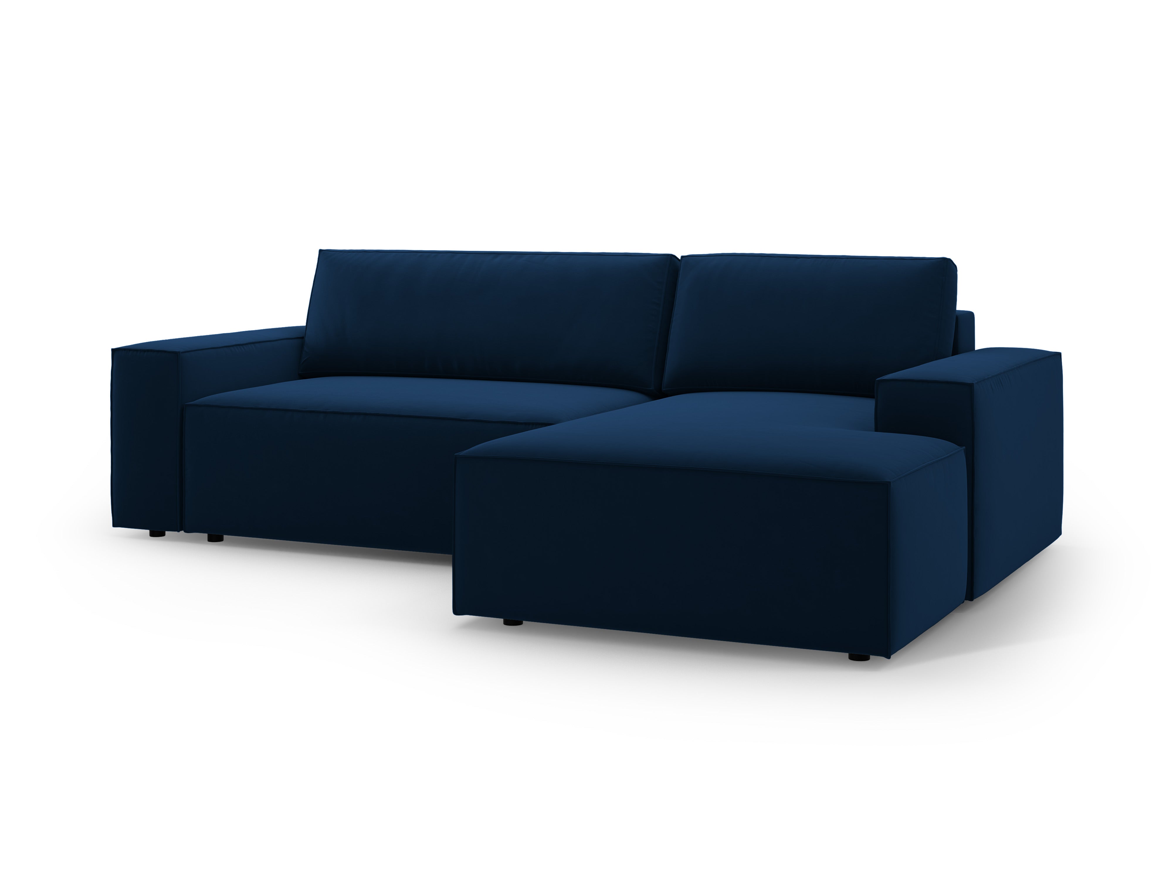 Samt-Ecksofa rechts mit Schlaffunktion JODIE königsblau