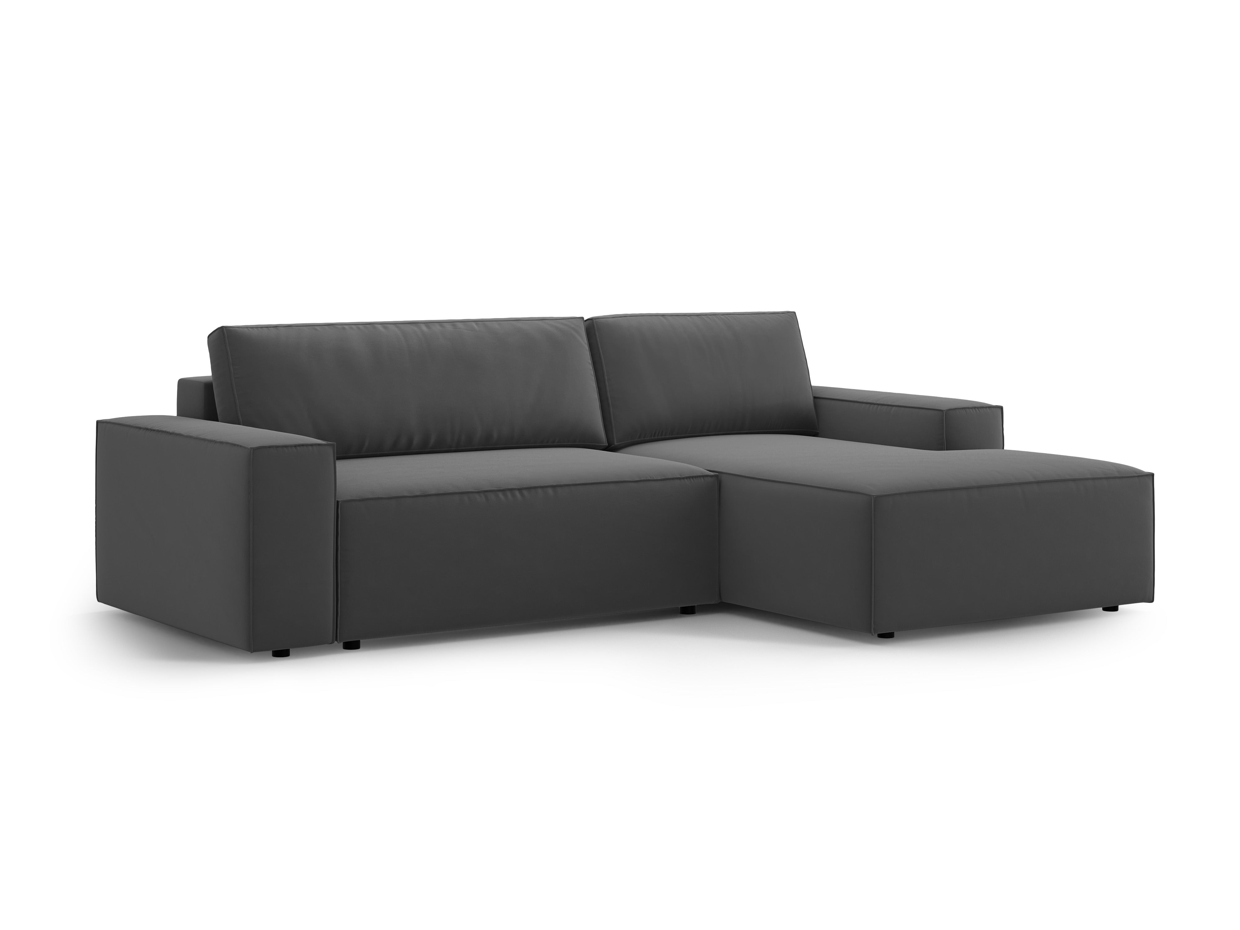 Samt-Ecksofa rechts mit Schlaffunktion JODIE grau