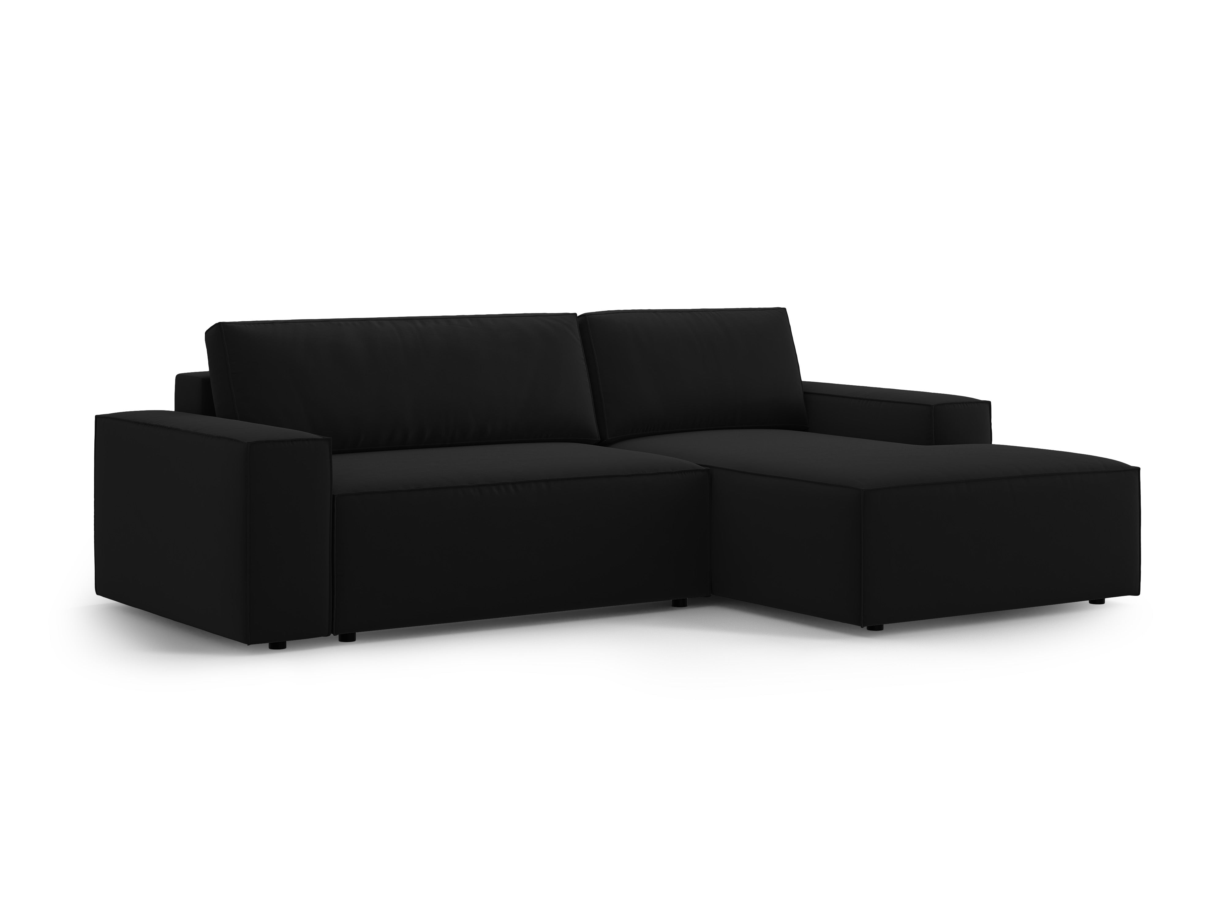JODIE Black Velvet Right-Hand Corner Sofa Bed