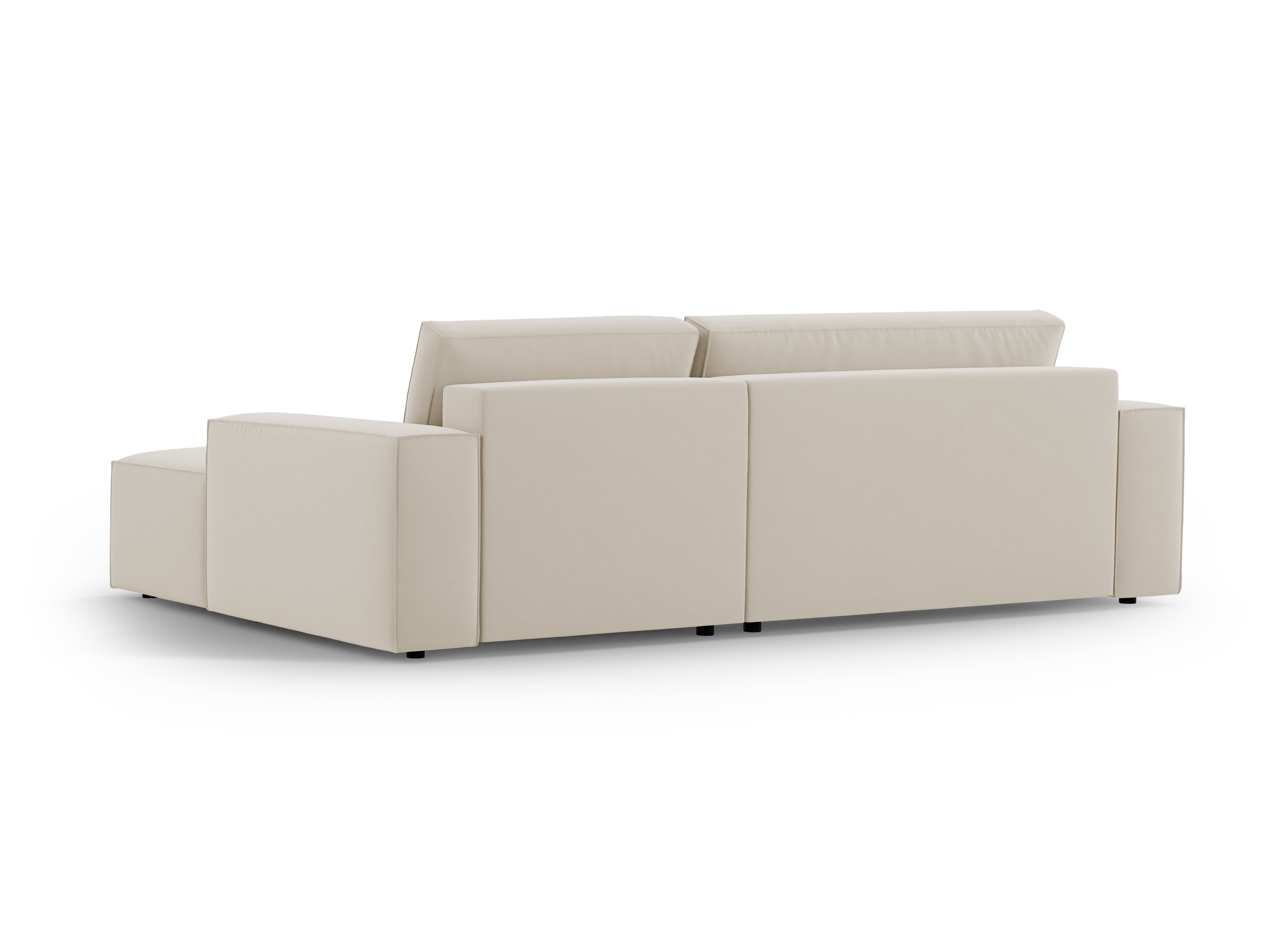 Right-facing velvet corner sofa bed JODIE dark beige