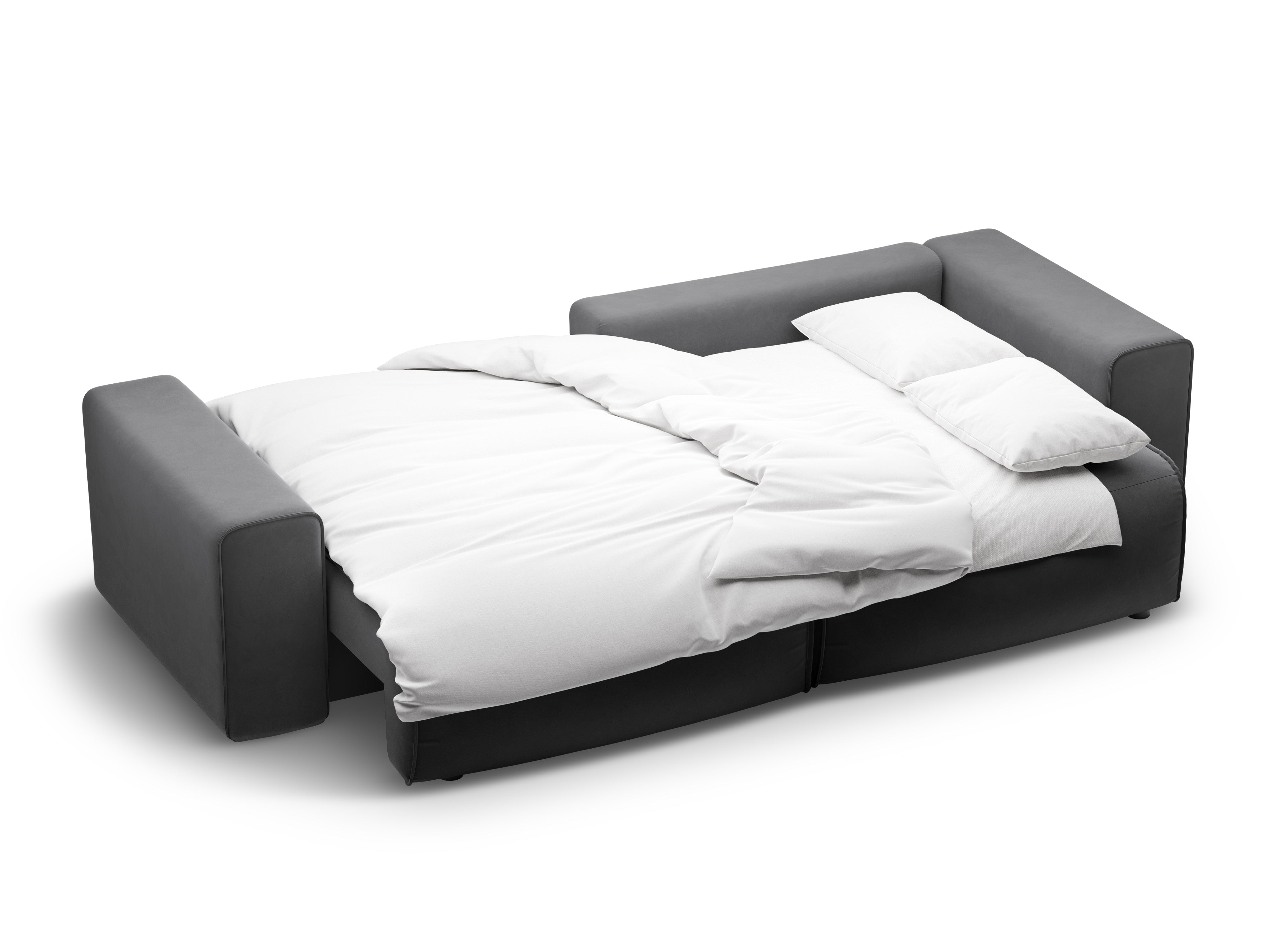 Samt-Ecksofa rechtsseitig 3-sitzig mit Schlaffunktion VICTOR grau