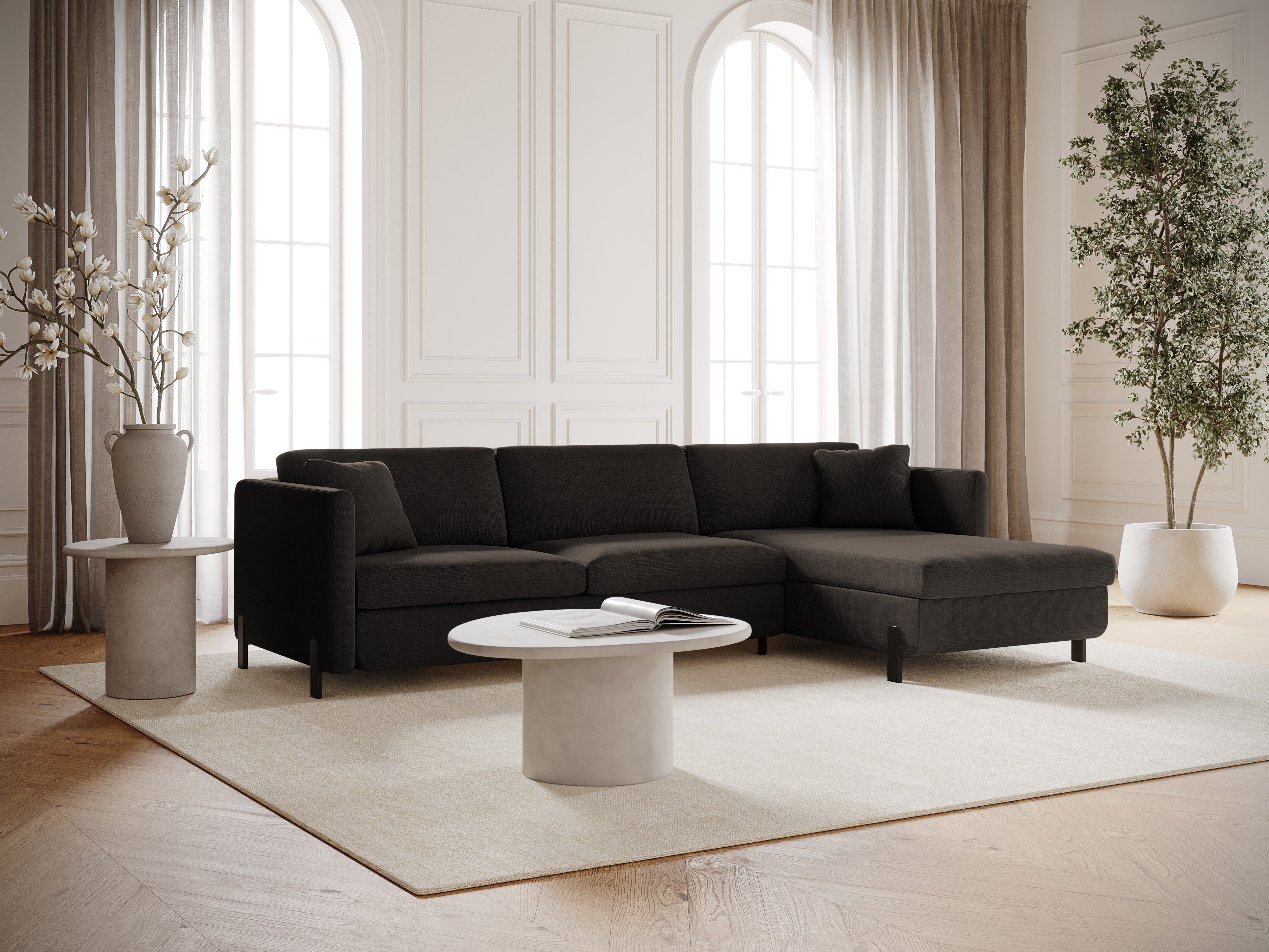 Right Corner Sofa with Bed Function and Box, "Gloria", 4 Seats, Dark Gray, 260x170x80
Made in Europe