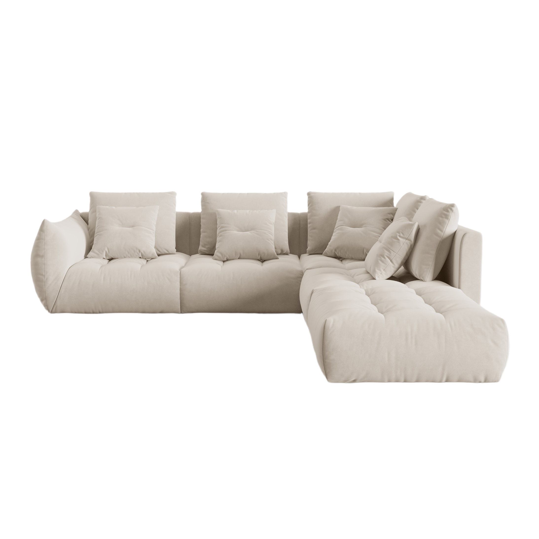 Velvet Modular Right Corner Sofa, "Bloom", 4 Sitze, Ecru, 316x310x95
In Europa gemacht