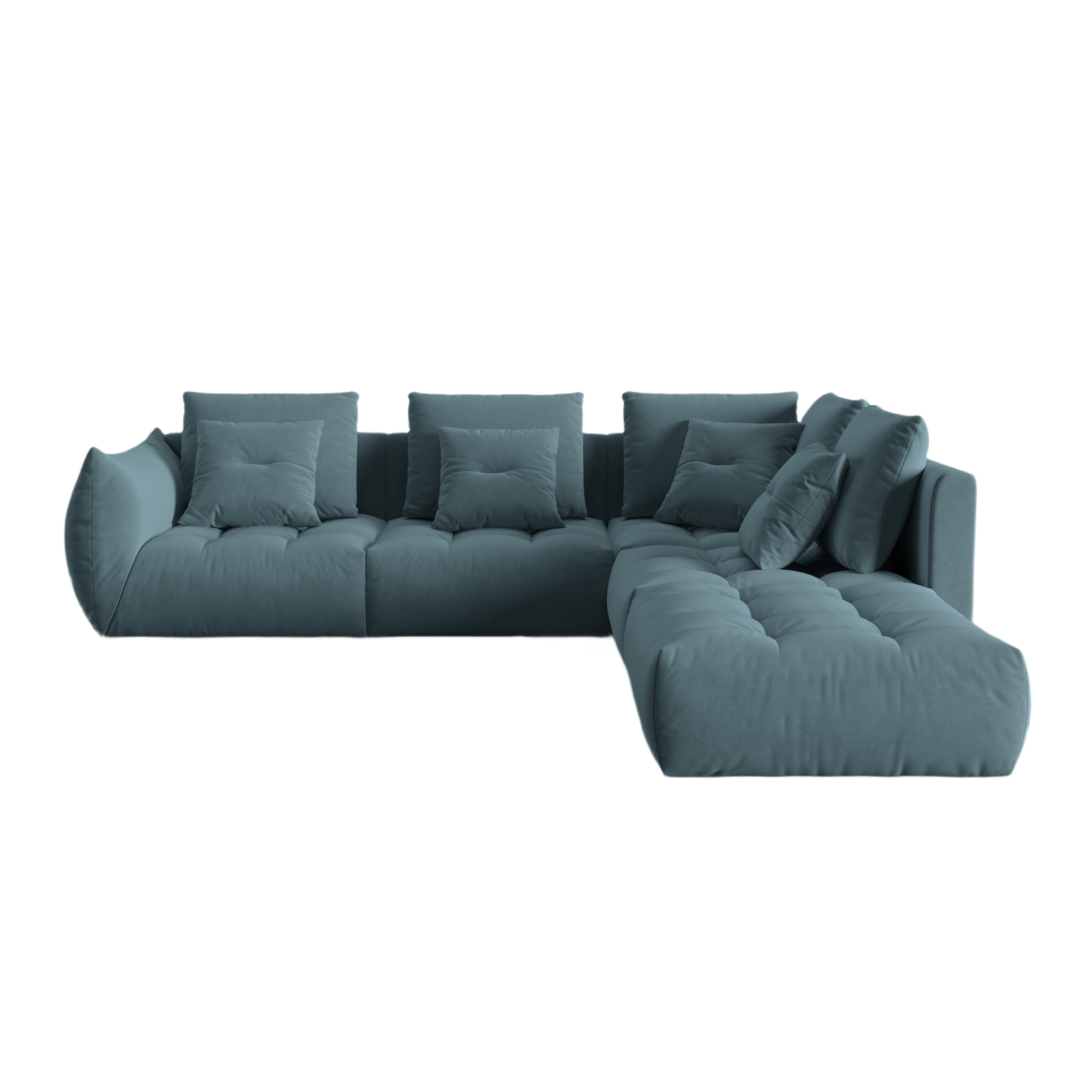Velvet Modular Right Corner Sofa, "Bloom", 4 Sitze, Pastellblau, 316x310x95
In Europa gemacht
