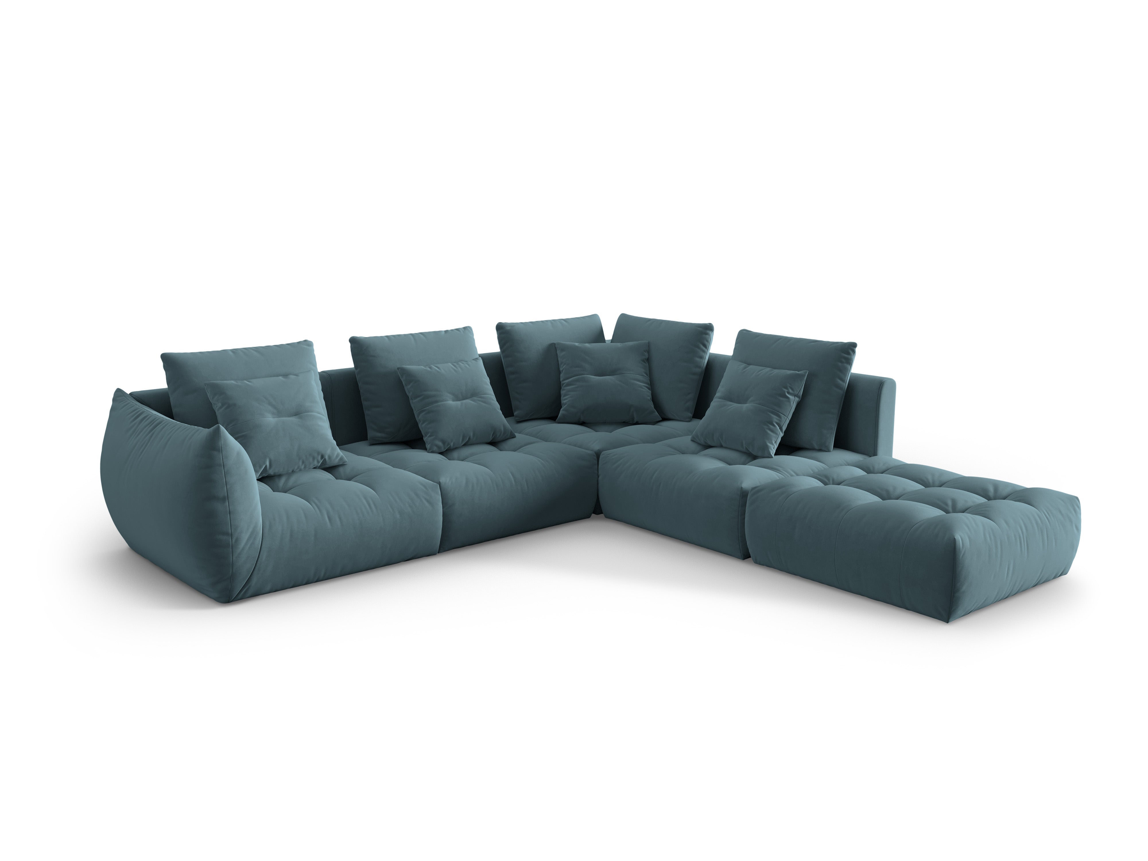 Velvet Modular Right Corner Sofa, "Bloom", 4 Sitze, Pastellblau, 316x310x95
In Europa gemacht