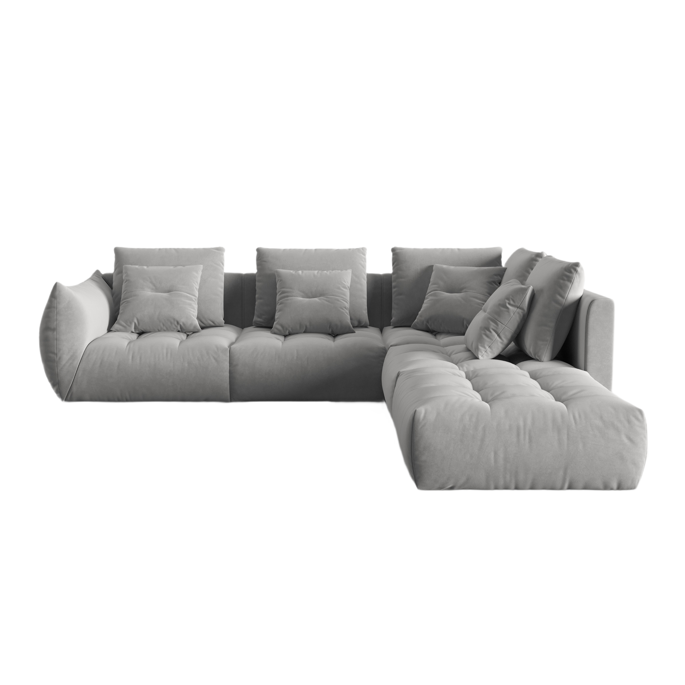 Velvet Modular Right Corner Sofa, "Bloom", 4 Sitze, Grau, 316x310x95
In Europa gemacht