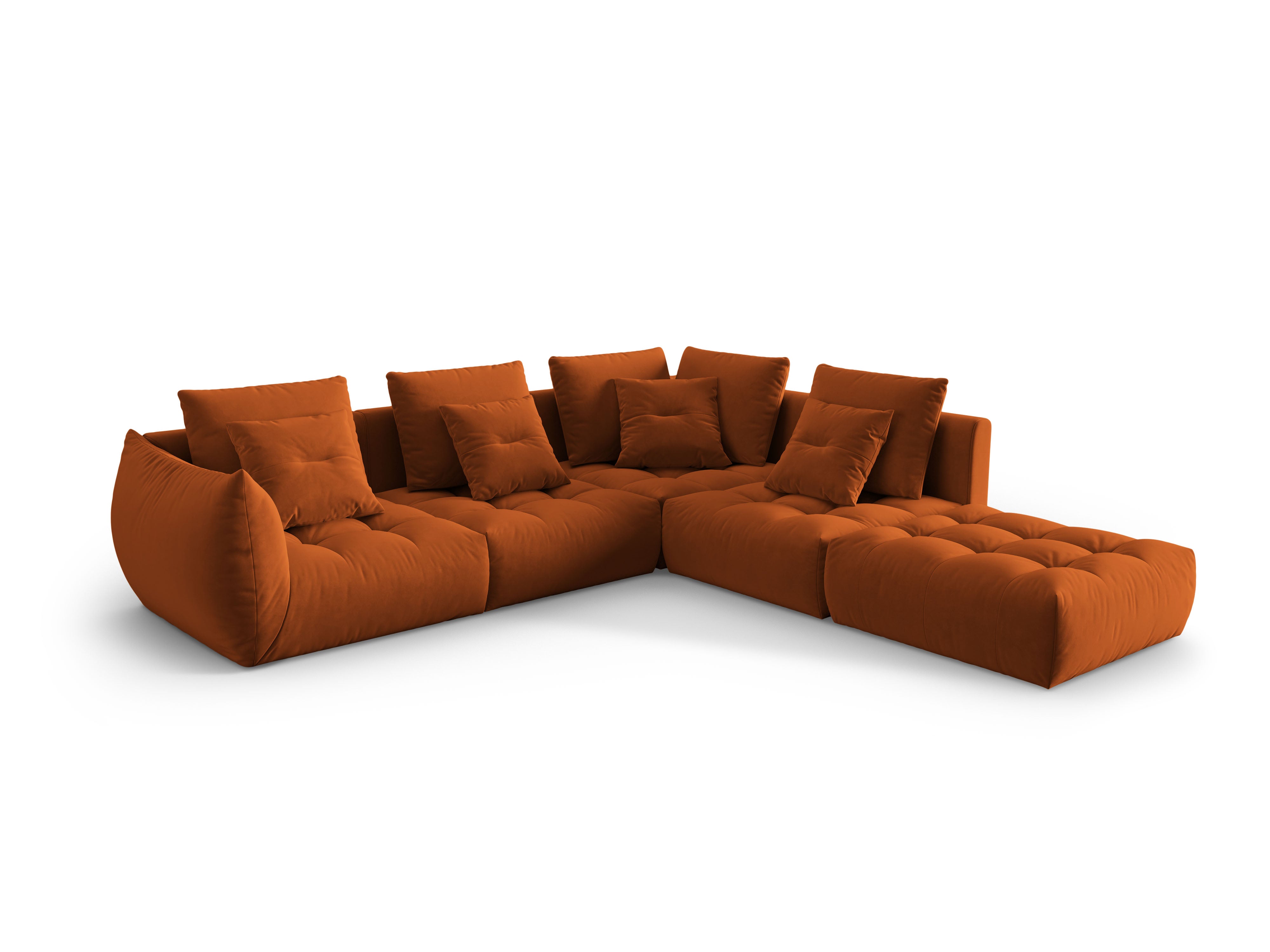 Velvet Modular Right Corner Sofa, "Bloom", 4 Sitze, Terrakotta, 316x310x95
In Europa gemacht