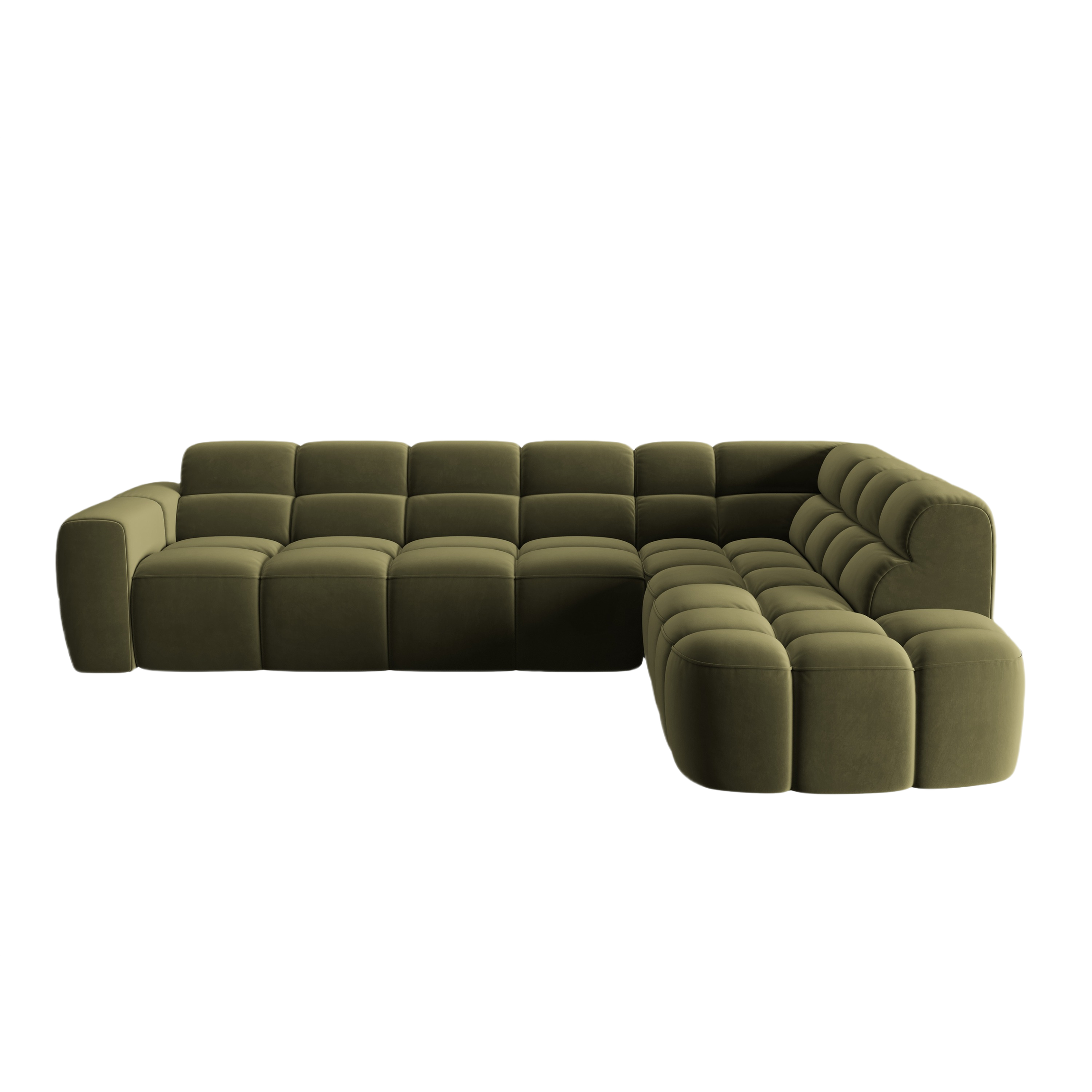 Right-facing velvet corner sofa LISA light green