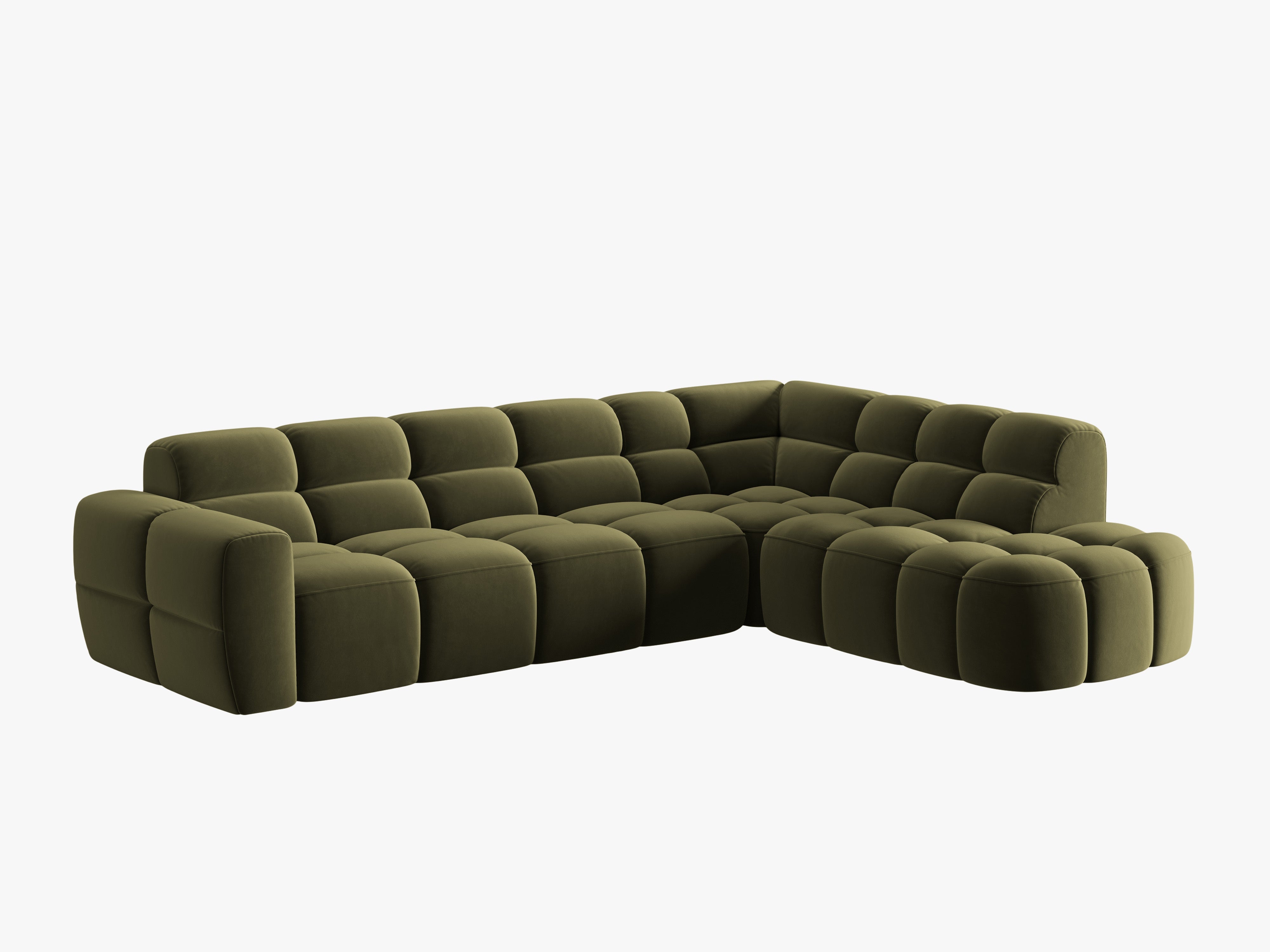 Right-facing velvet corner sofa LISA light green