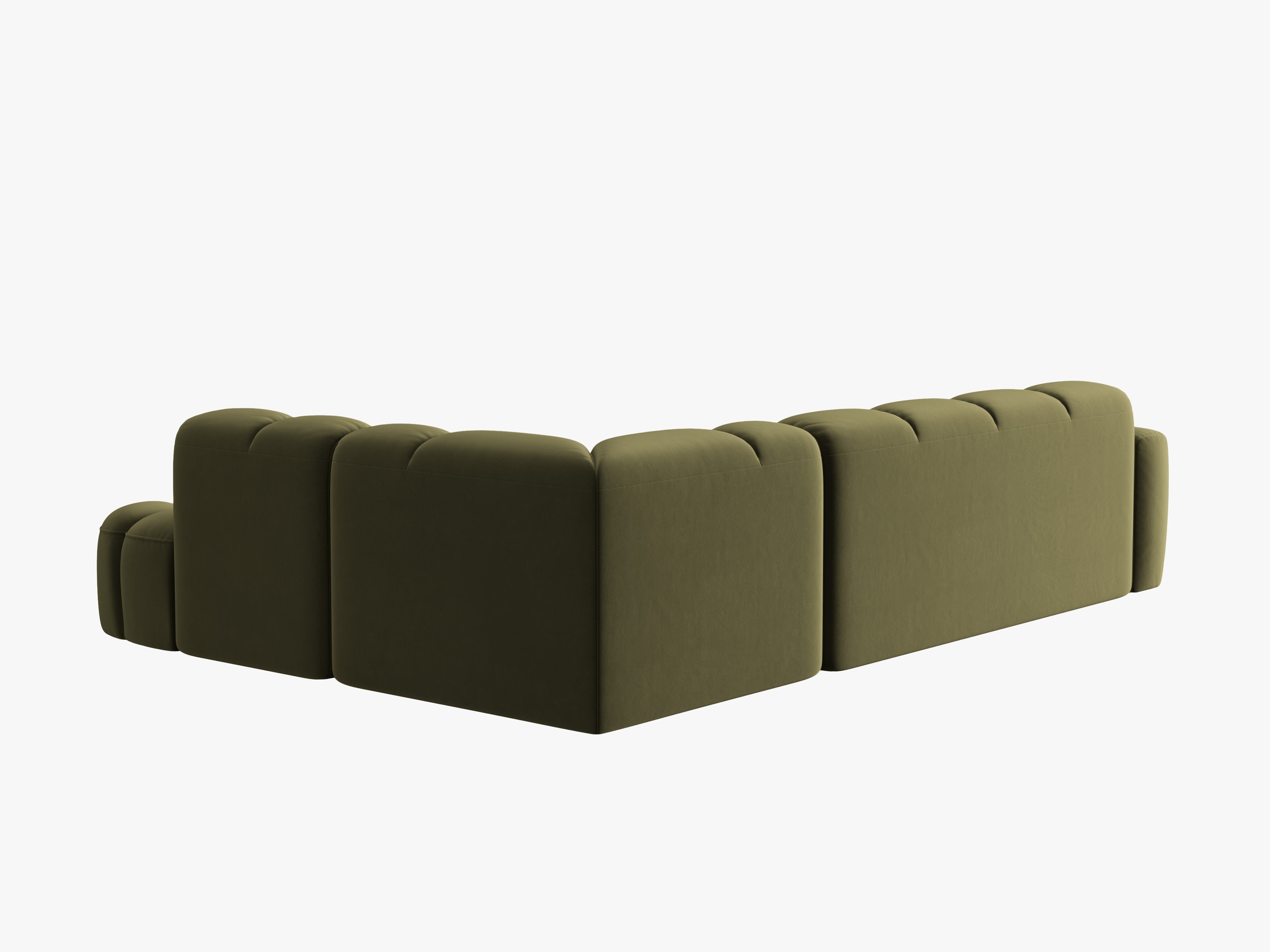 Right-facing velvet corner sofa LISA light green