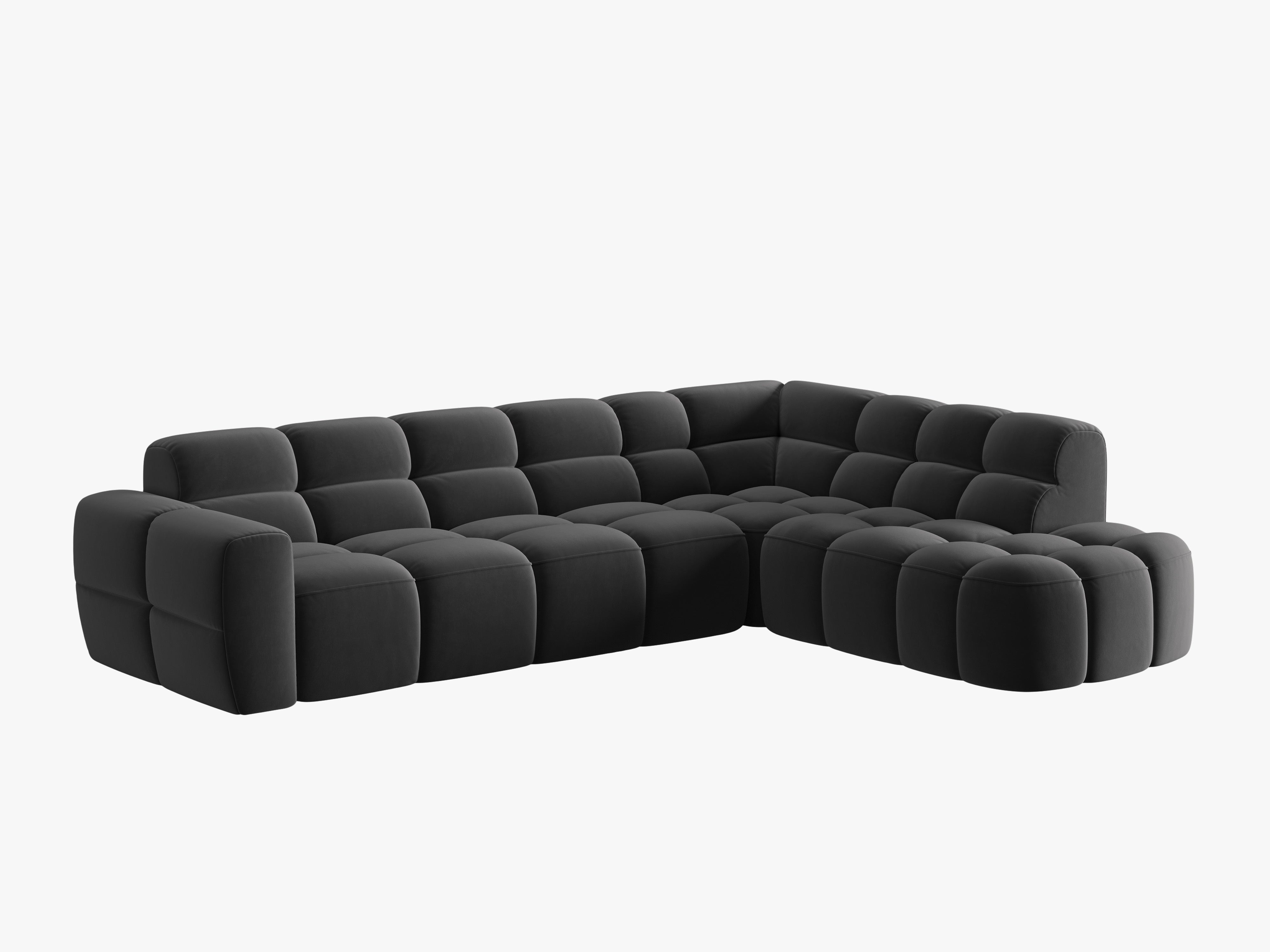 Right-facing velvet corner sofa LISA dark gray