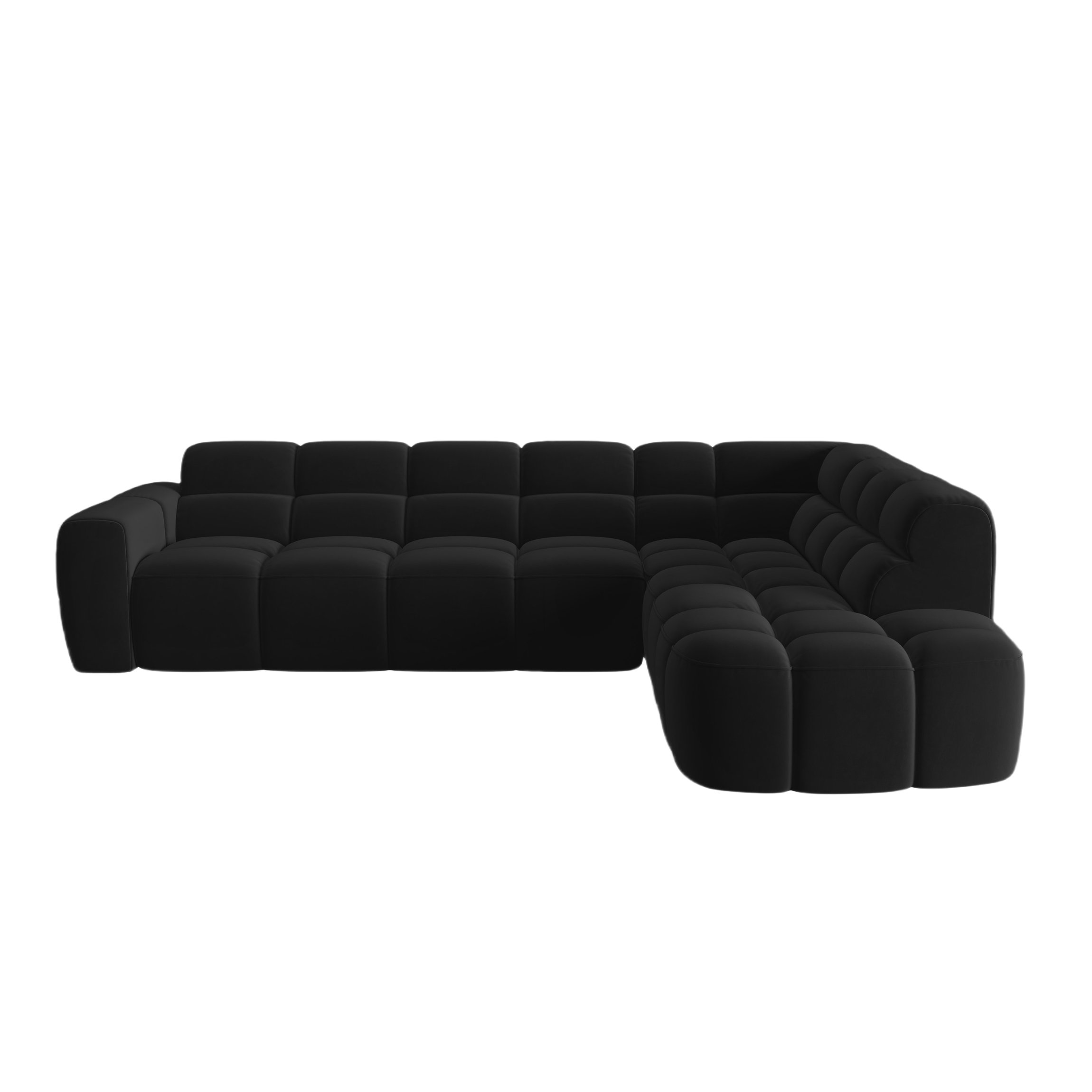 Sofa narożna aksamitna prawostronna LISA czarny