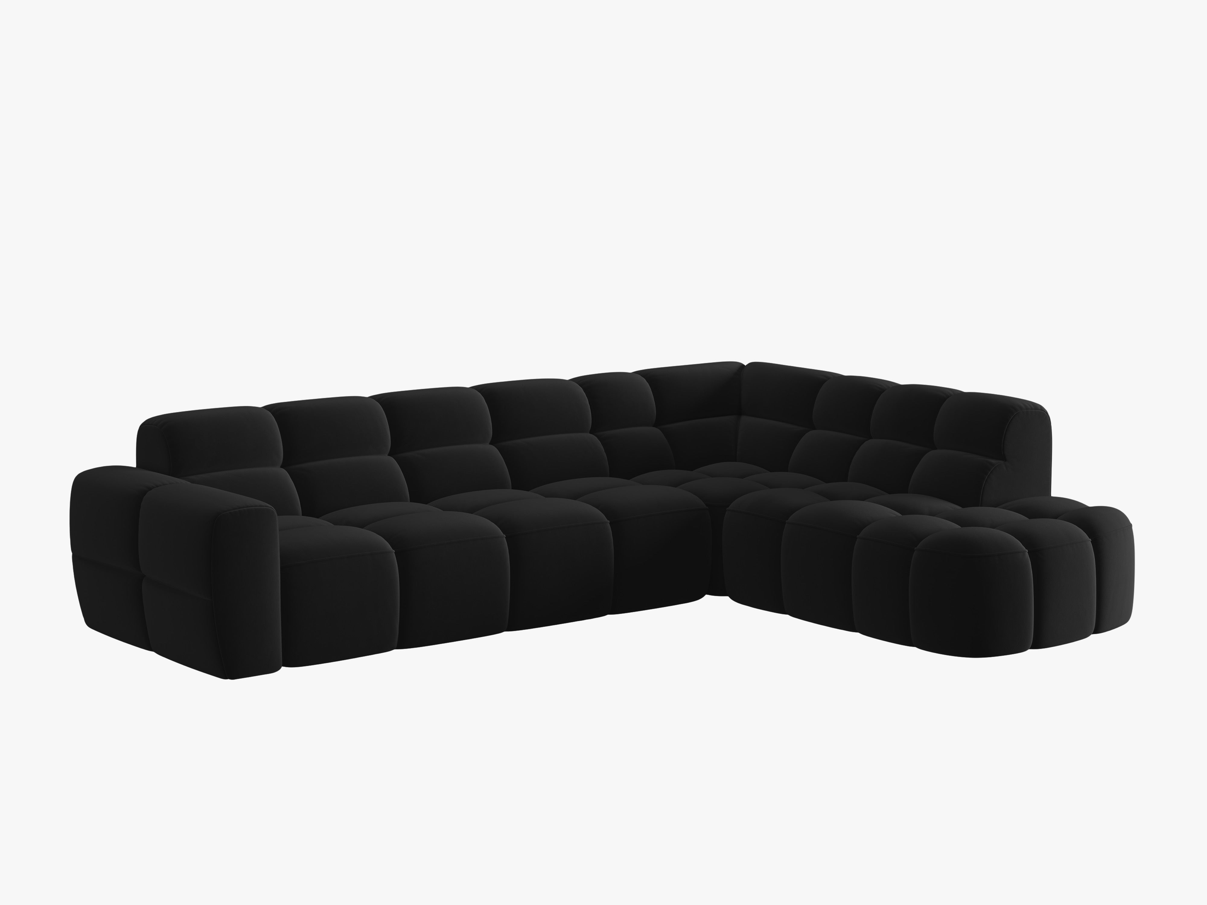 Sofa narożna aksamitna prawostronna LISA czarny
