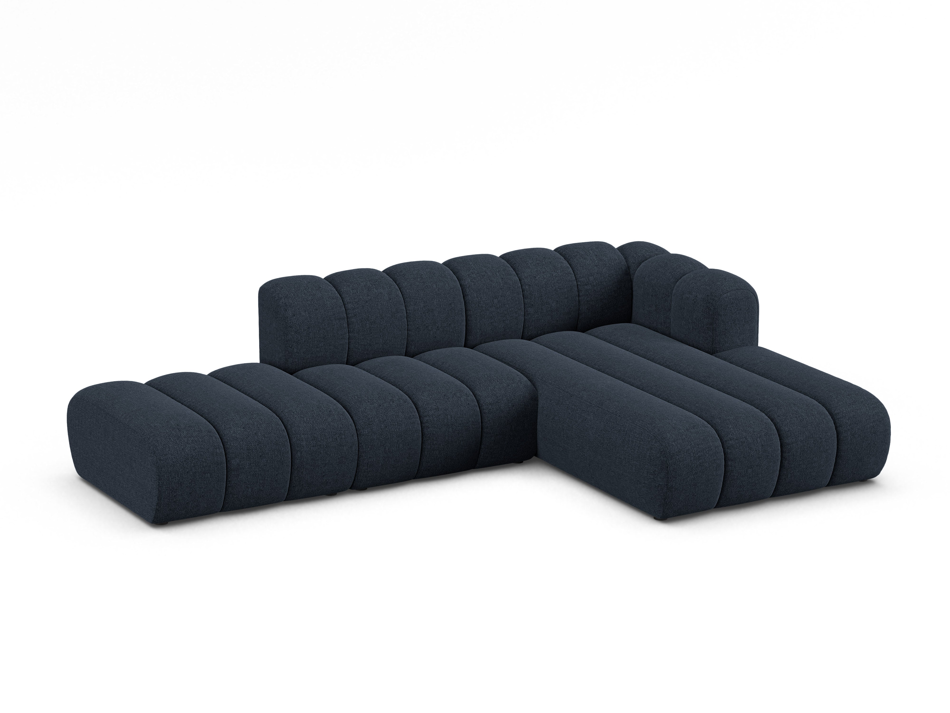 5-seater right-facing corner sofa LUPINE navy chenille