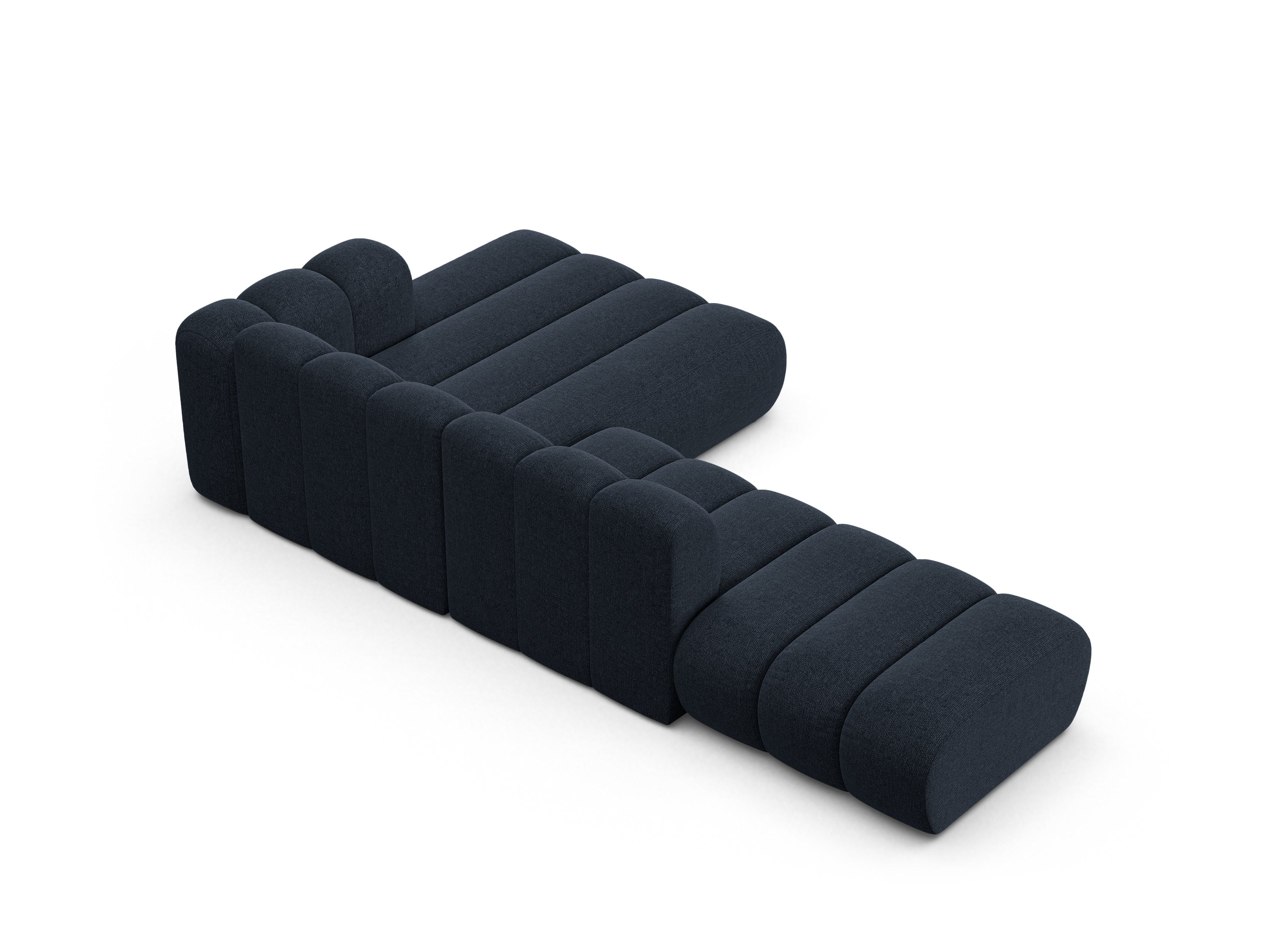 5-seater right-facing corner sofa LUPINE navy chenille