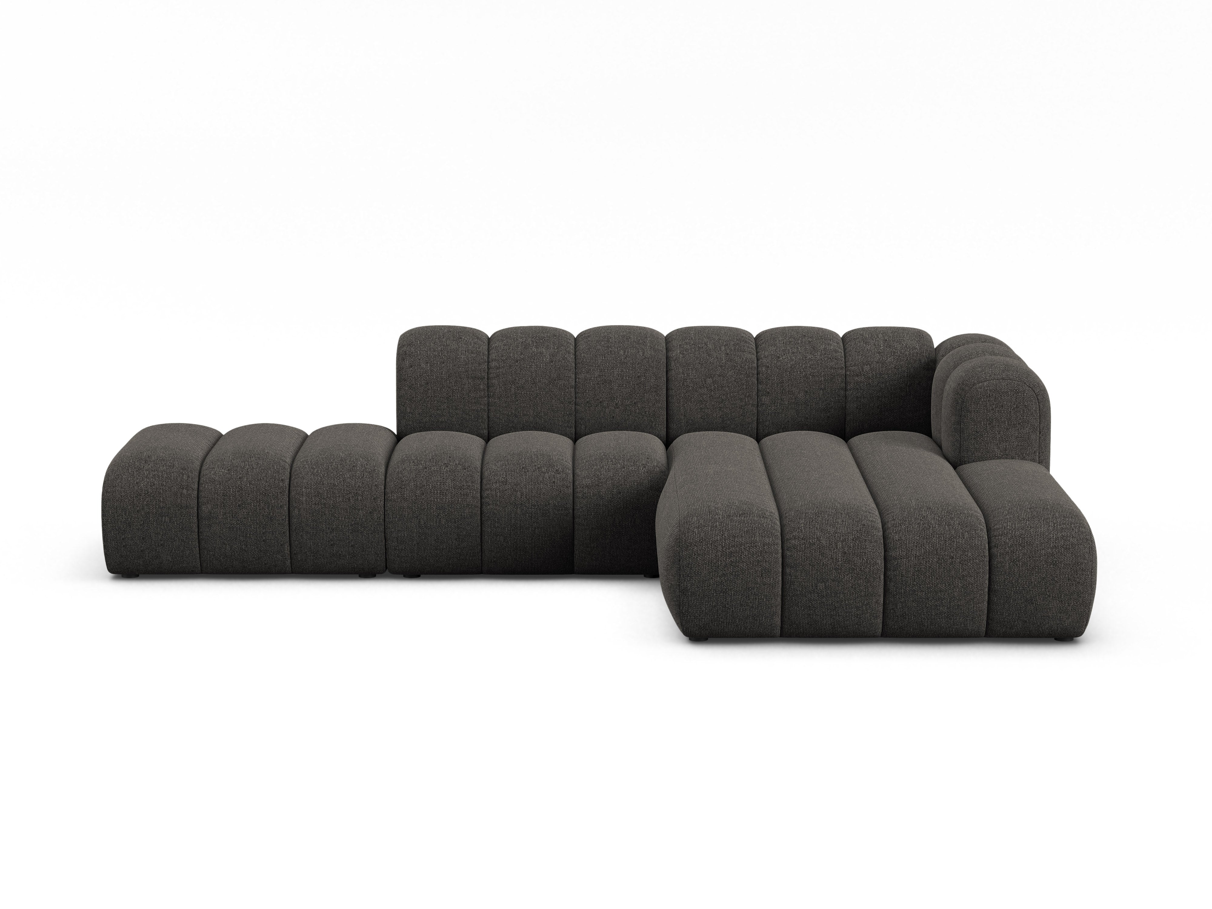 Right-facing 5-seater corner sofa LUPINE gray chenille