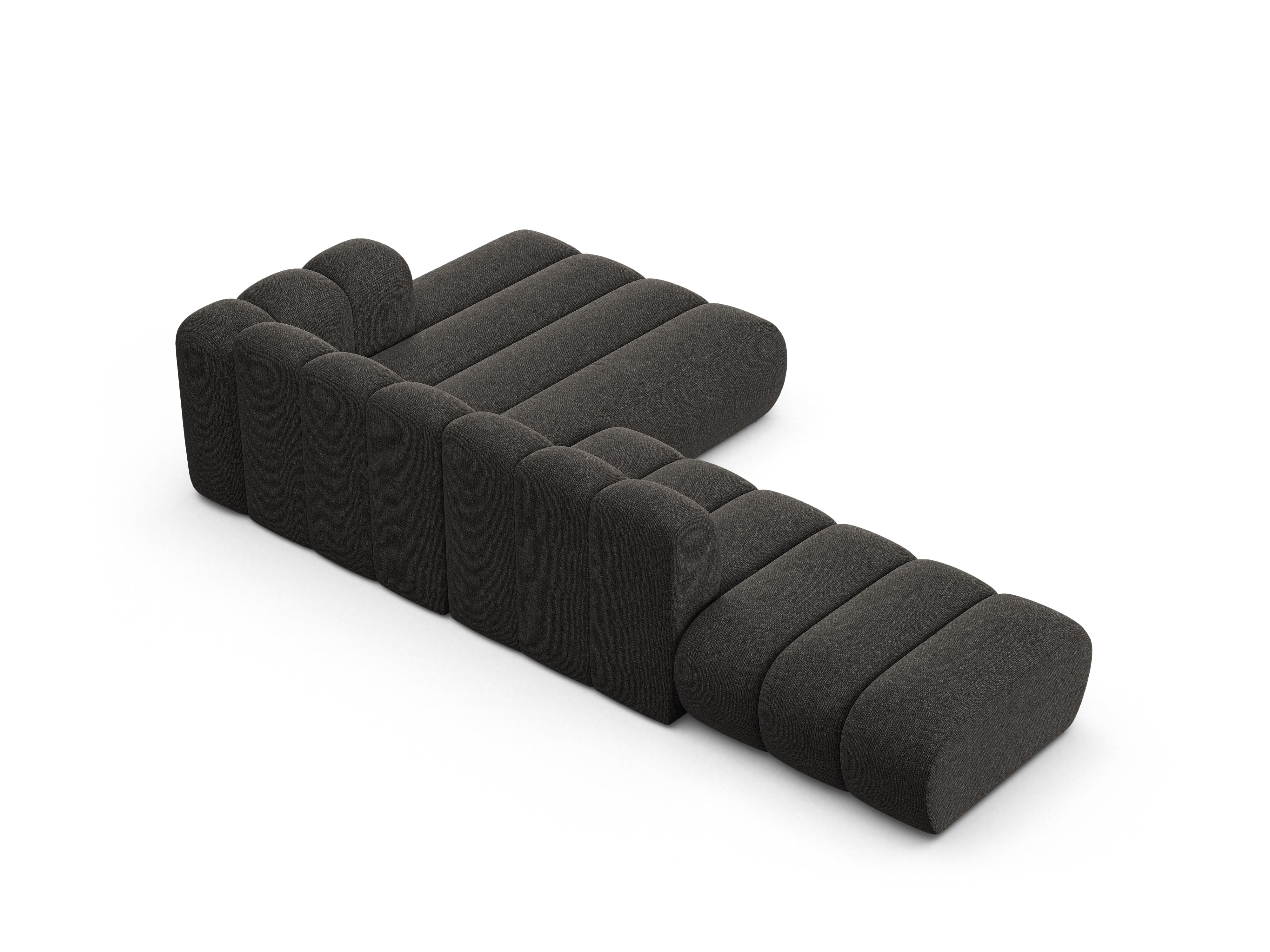 Right-facing 5-seater corner sofa LUPINE gray chenille