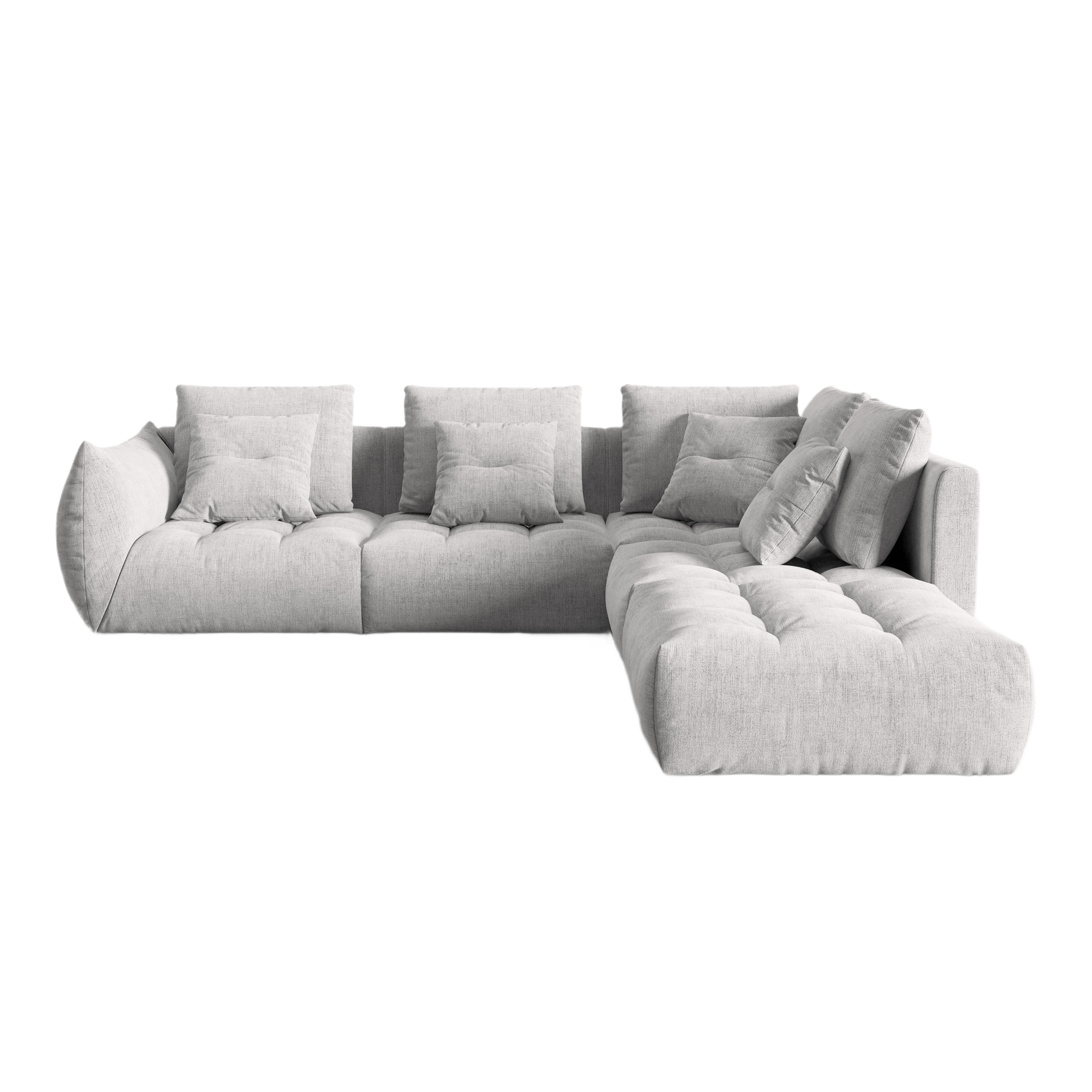 Modularer rechter Ecksofa, "Bloom", 4 Sitze, Silber, 316x310x95
In Europa gemacht
