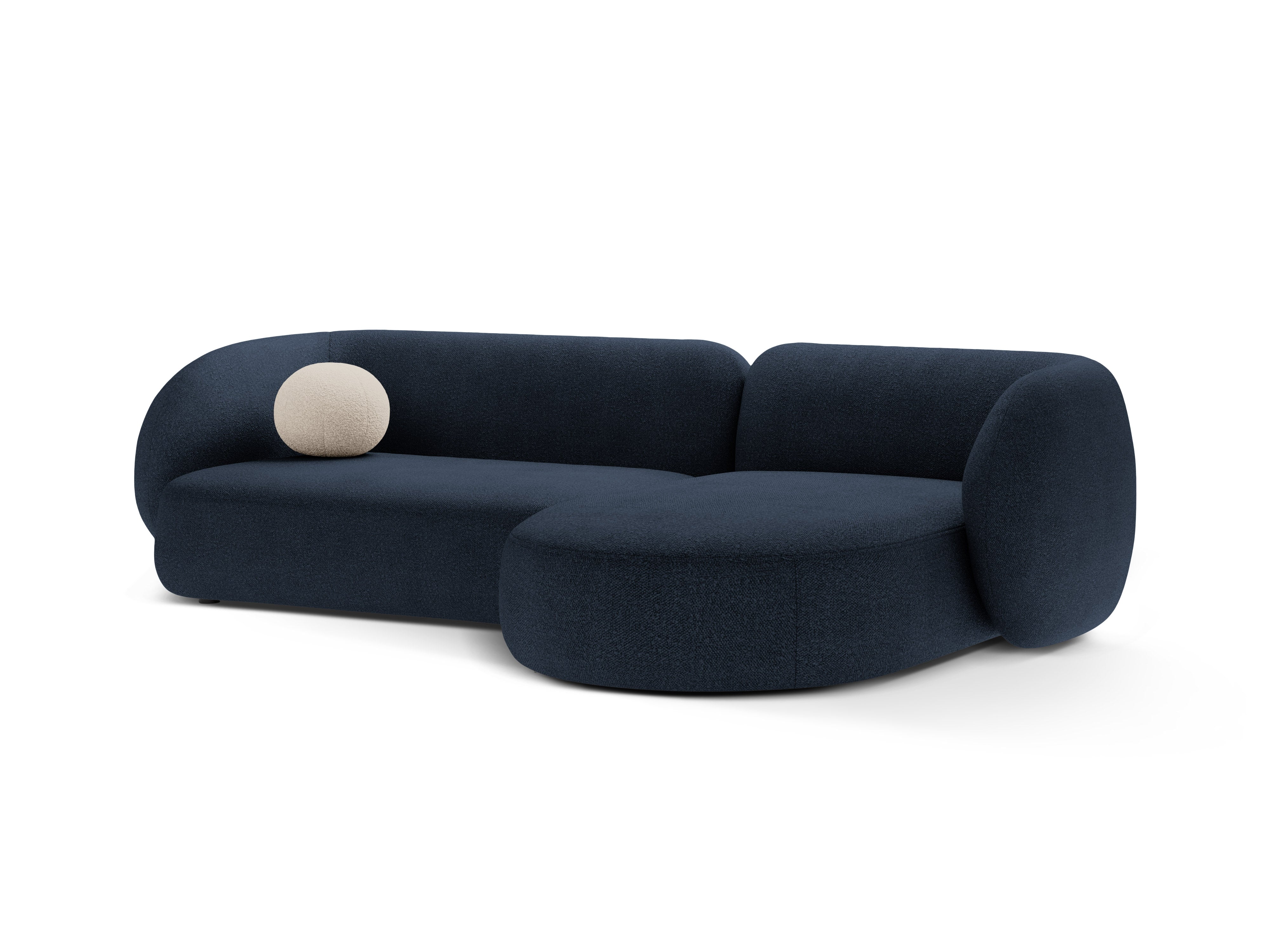 Rechtsseitige 3-Sitzer-Eckcouch KATE in marineblauem Boucle