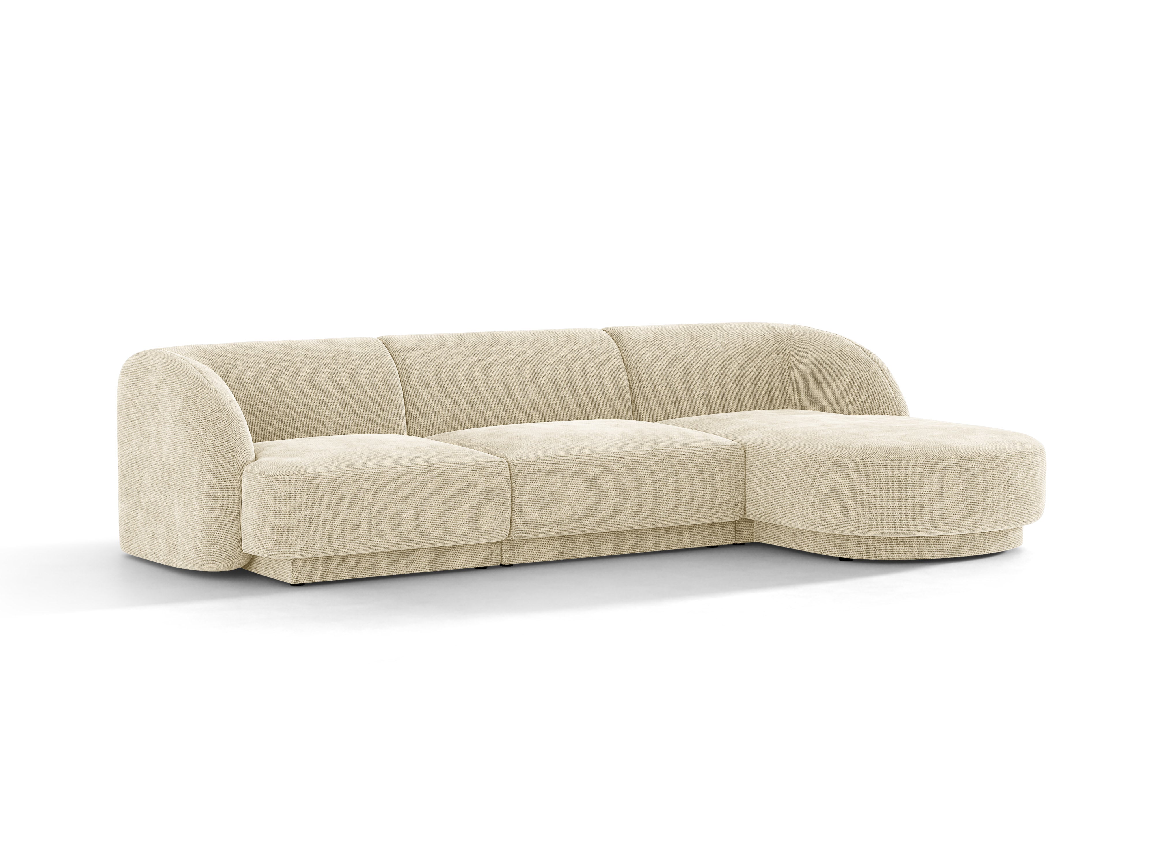 4-sitziger rechter Ecksofa MILEY hellbeige samtig