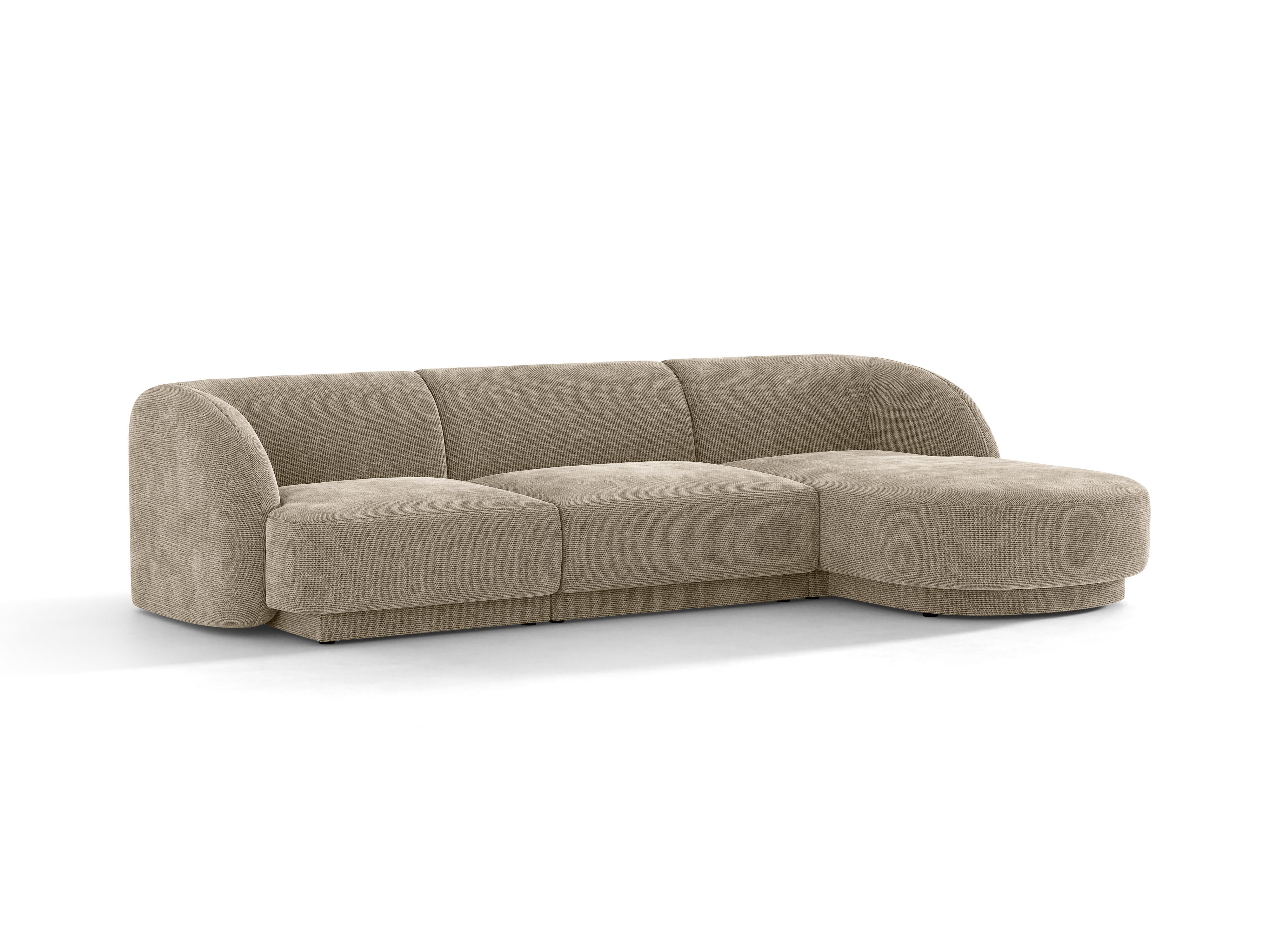 4-sitziger rechter Ecksofa MILEY beige schimmernder Chenille