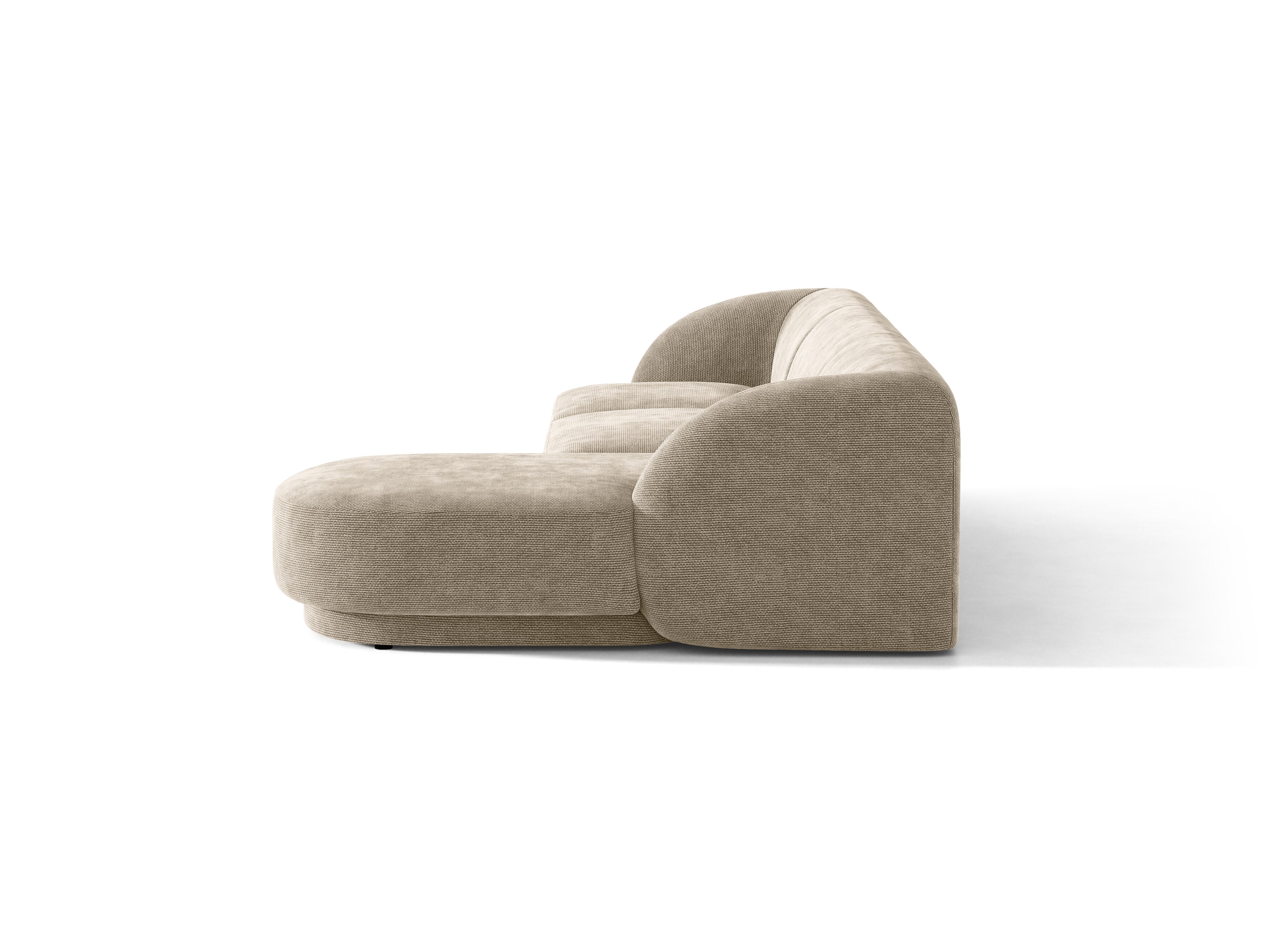 4-sitziger rechter Ecksofa MILEY beige schimmernder Chenille
