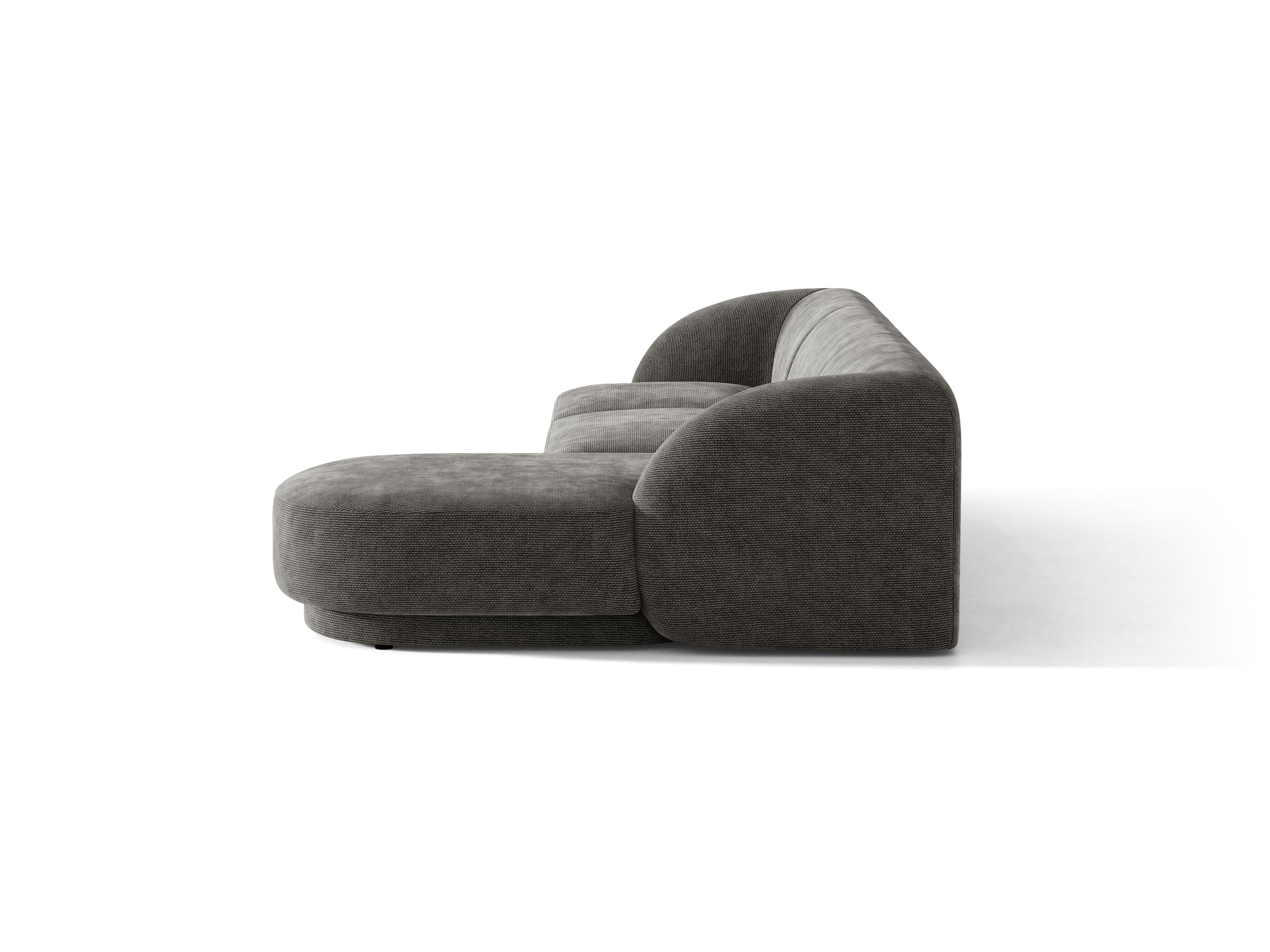 4-sitziger rechter Ecksofa MILEY graues seidiges Chenille