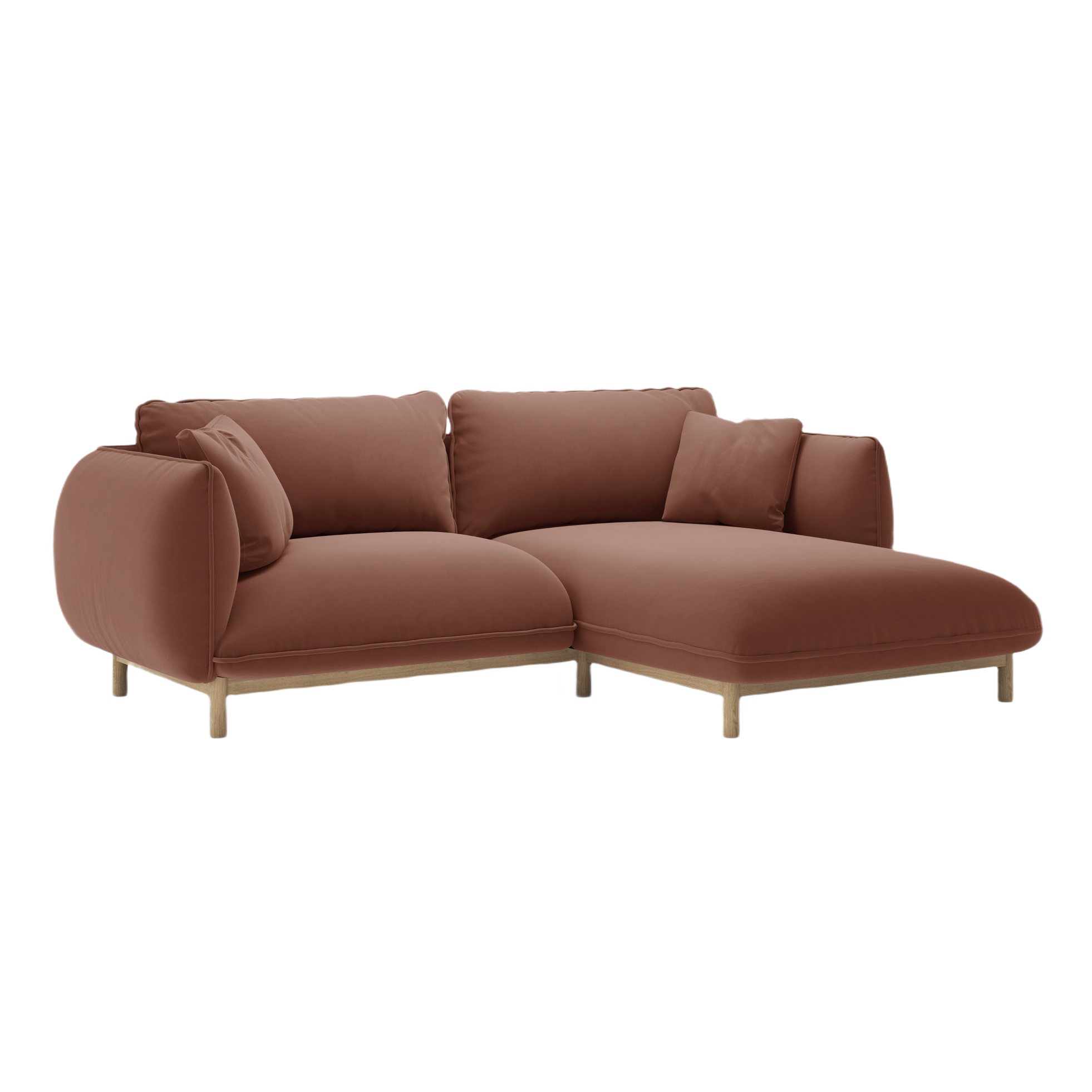 Right-facing velvet corner sofa ADA cuoio