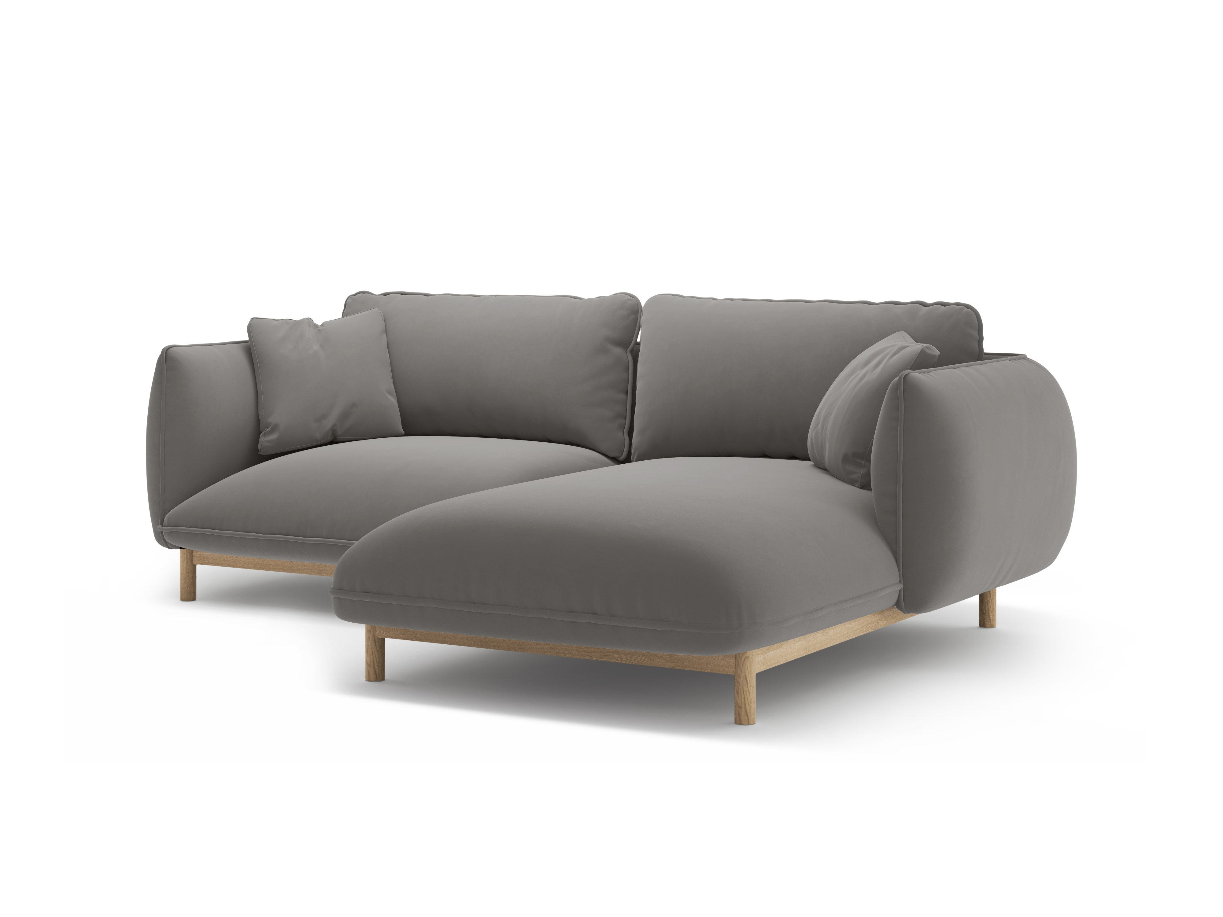 Right-facing velvet corner sofa ADA gray