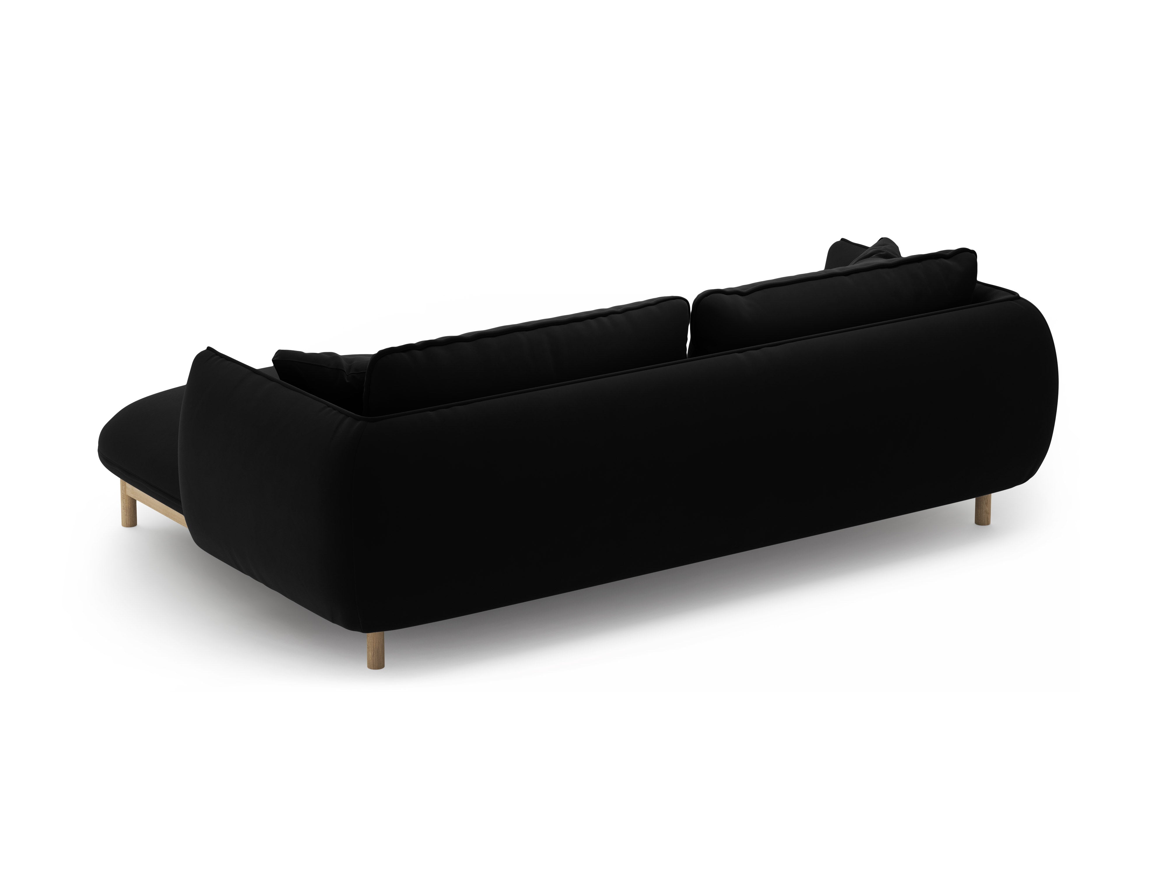 Black right-facing velvet corner sofa ADA