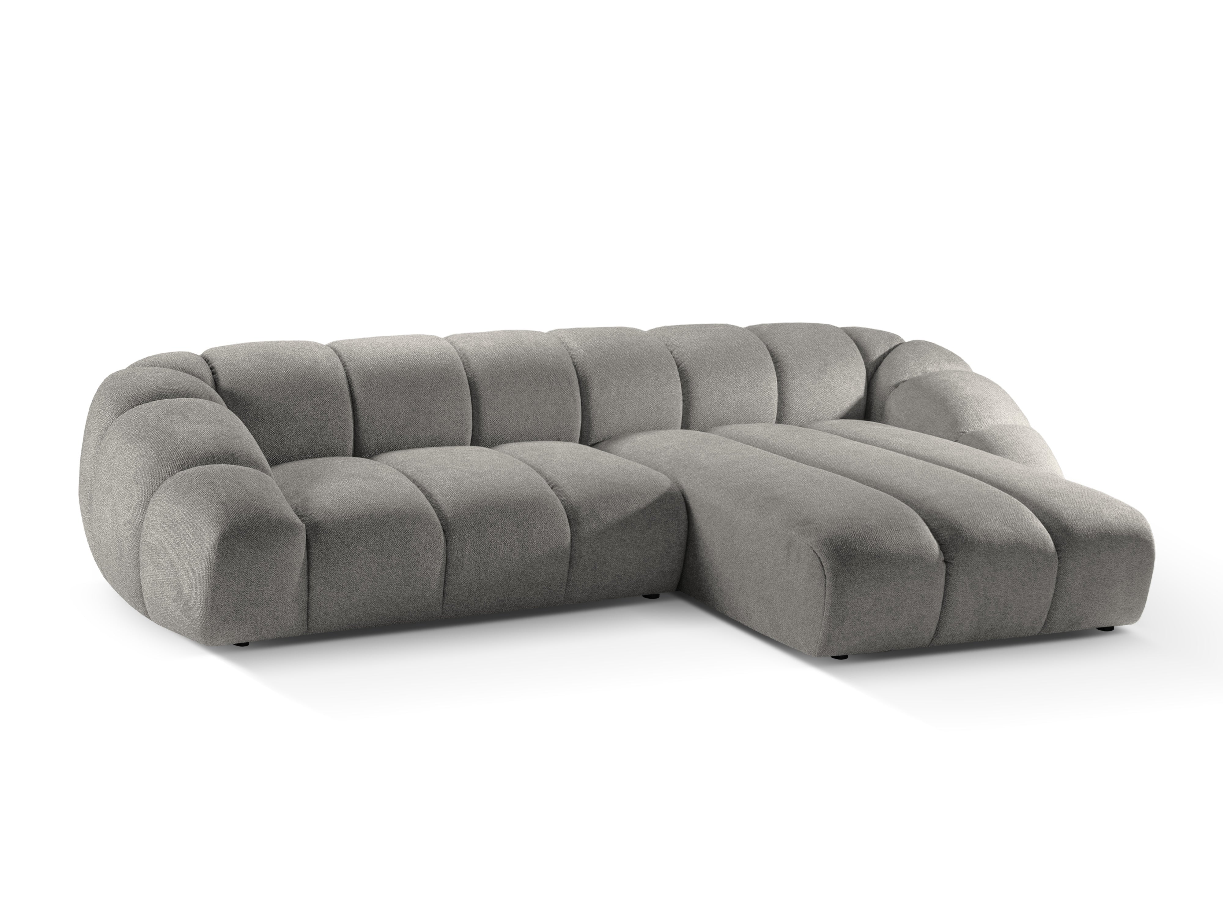Right-facing 4-seater corner sofa DIANA light gray chenille