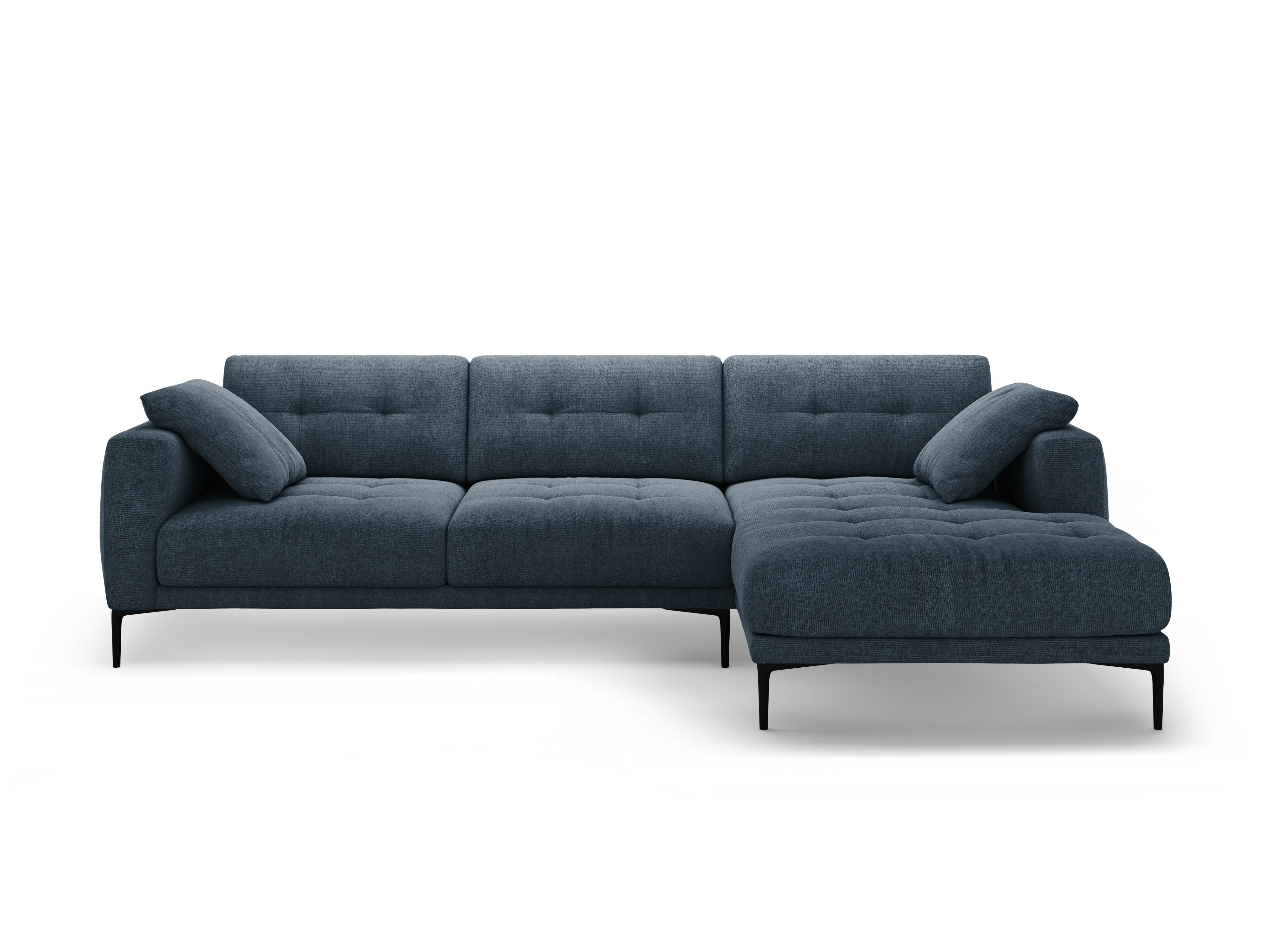 Right-sided corner sofa BEMY dark blue chenille