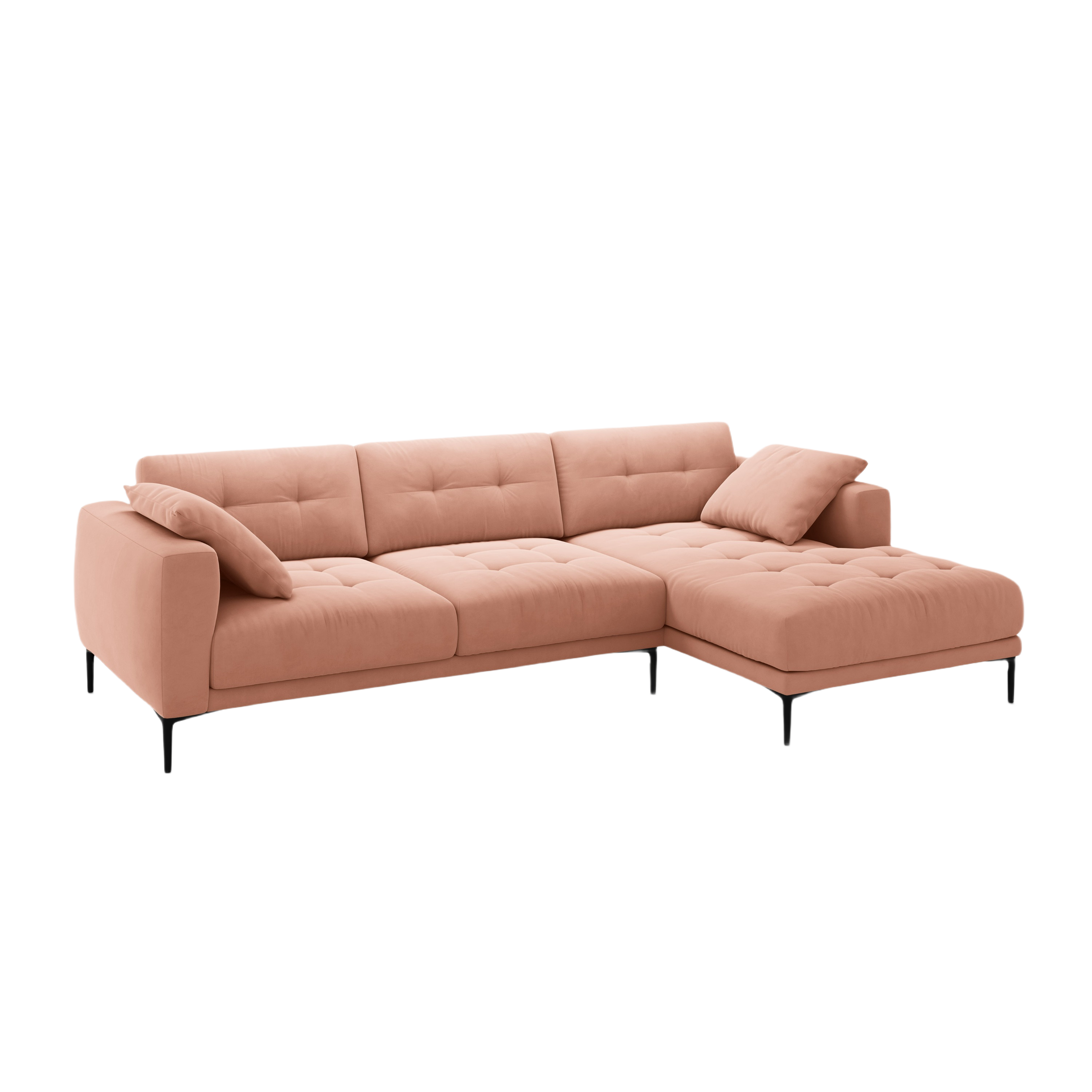 Samt-Ecksofa rechts BEMY rosa