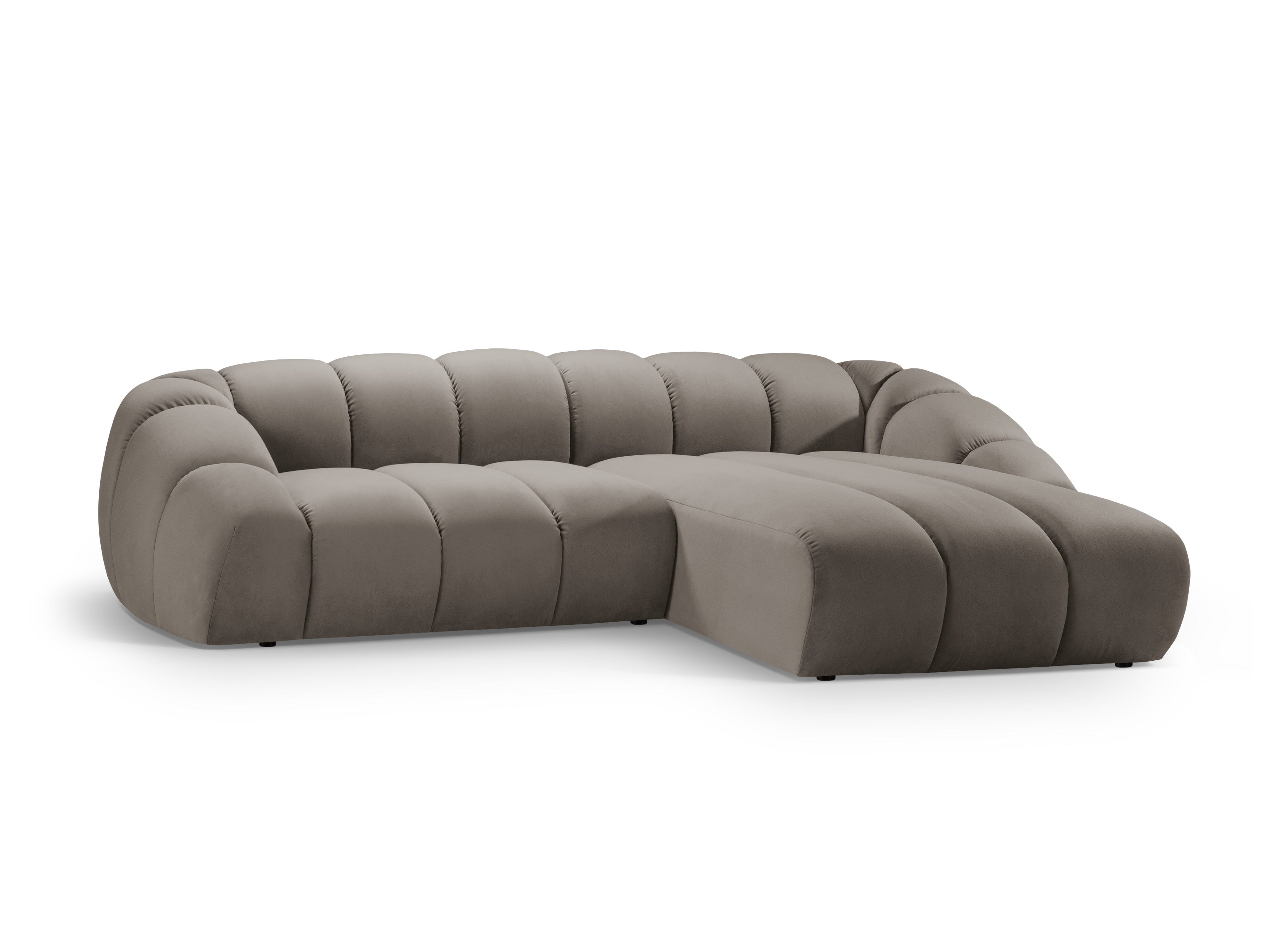 Velvet Right Corner Sofa, "Diana", 4 Seats, Gray Brown, 334x182x72
Made in Europe