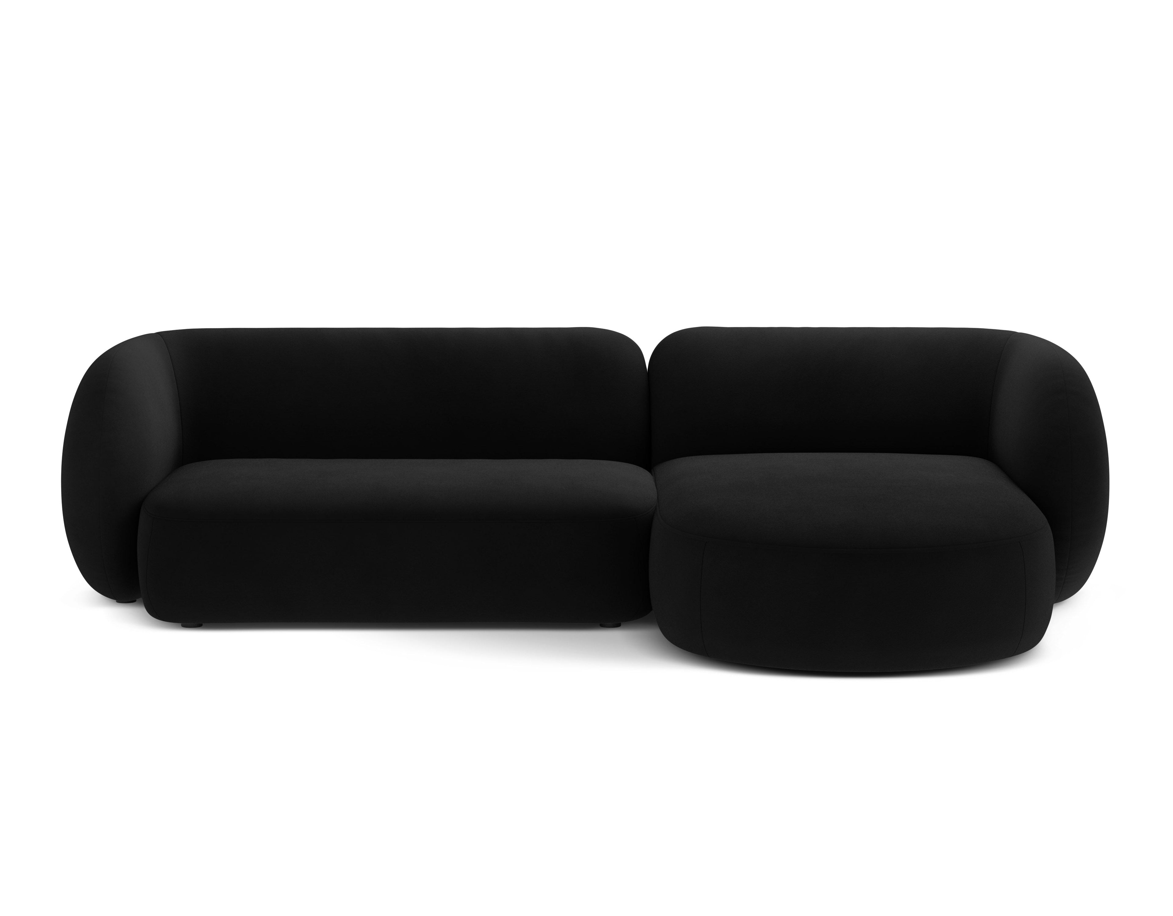 Samt-Ecksofa rechts 3-Sitzer KATE in Schwarz