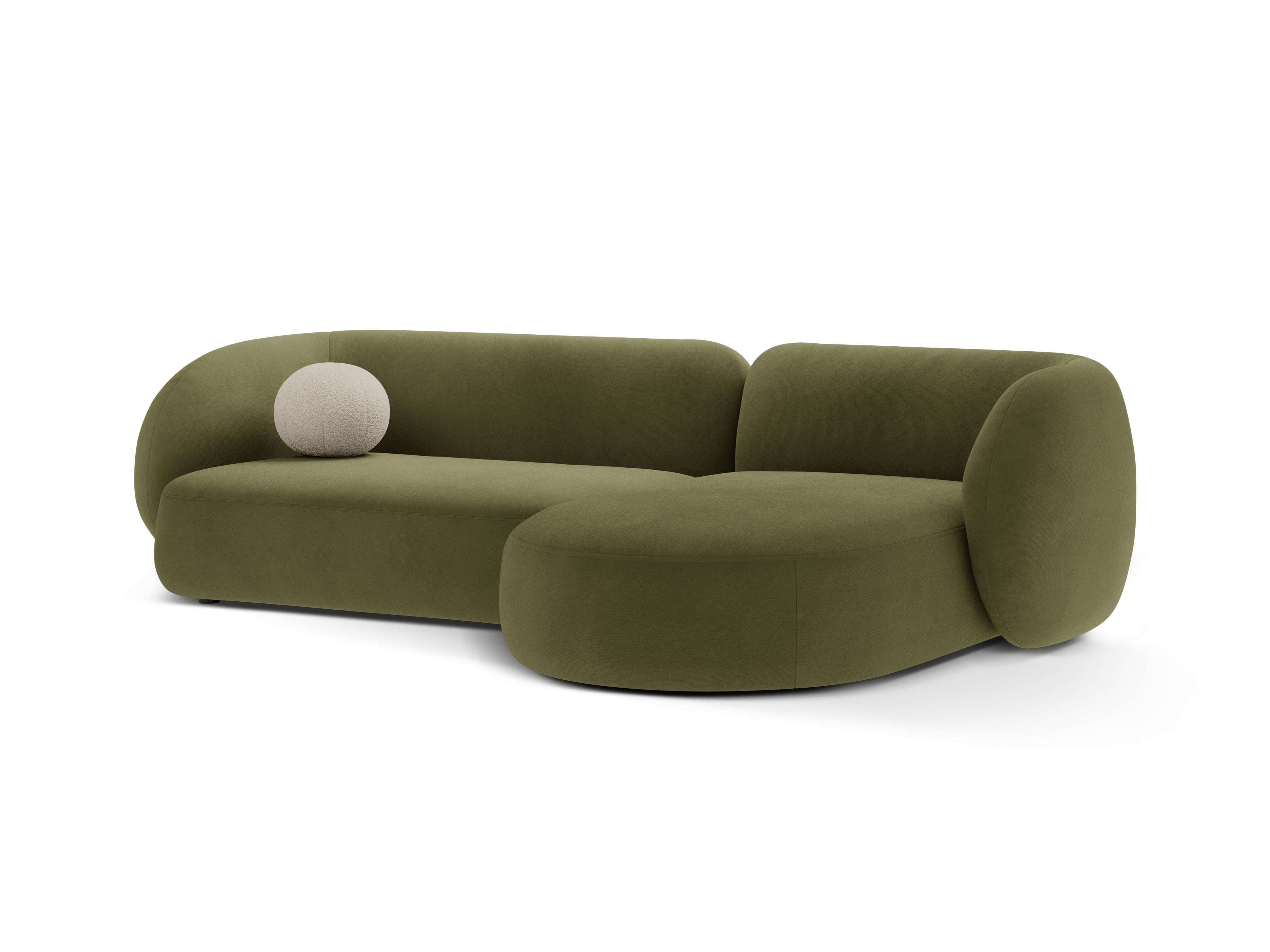 Right-facing velvet corner sofa for 3 people KATE green