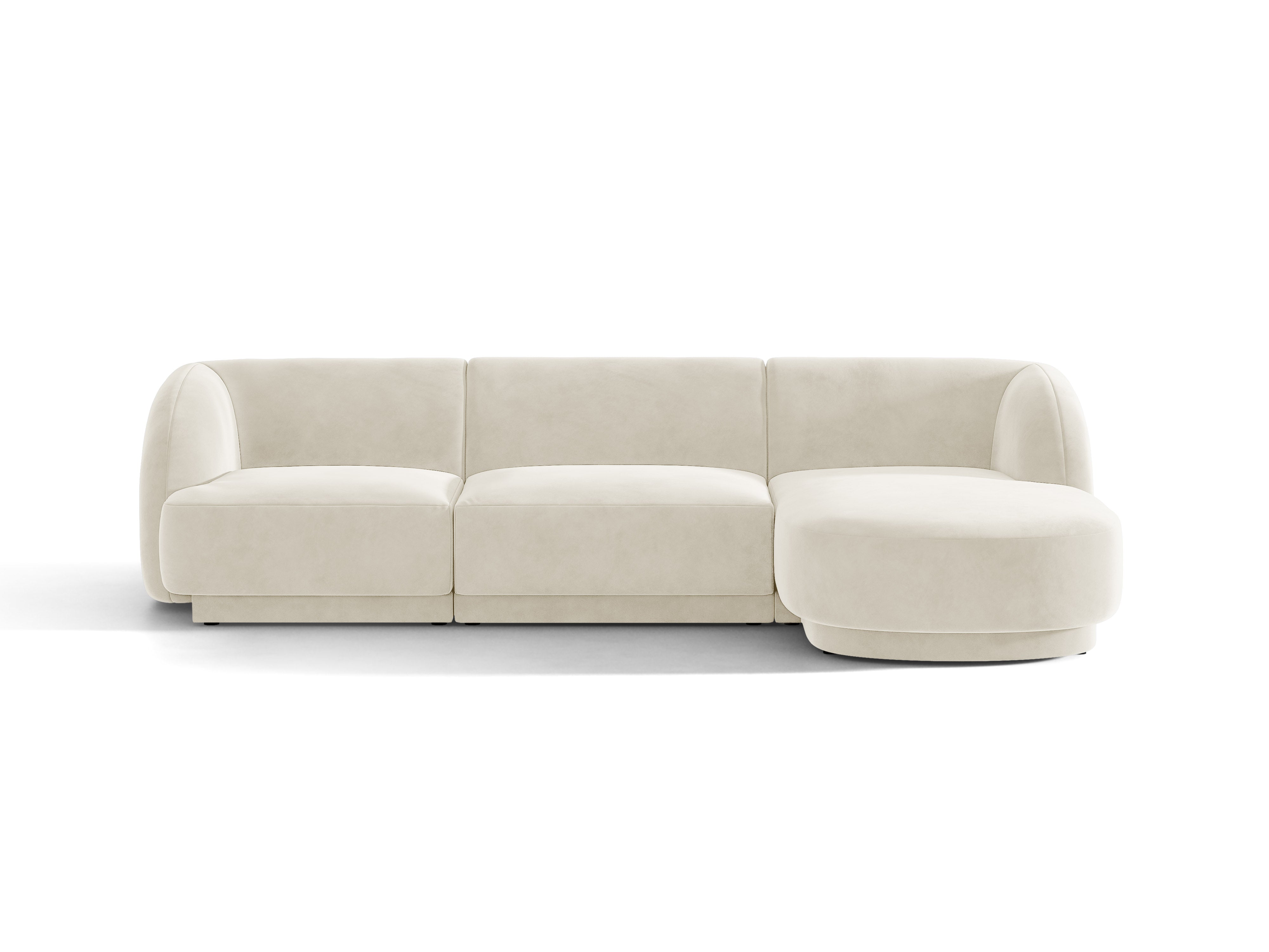 Samt-Ecksofa für 4 Personen rechts MILEY beige